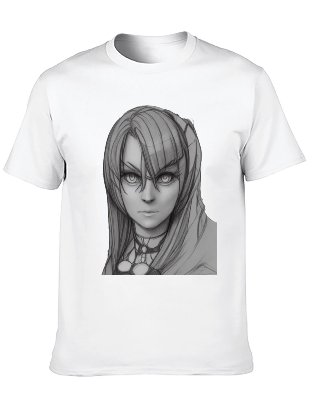 Anime Girl Sketch Black T-Shirt