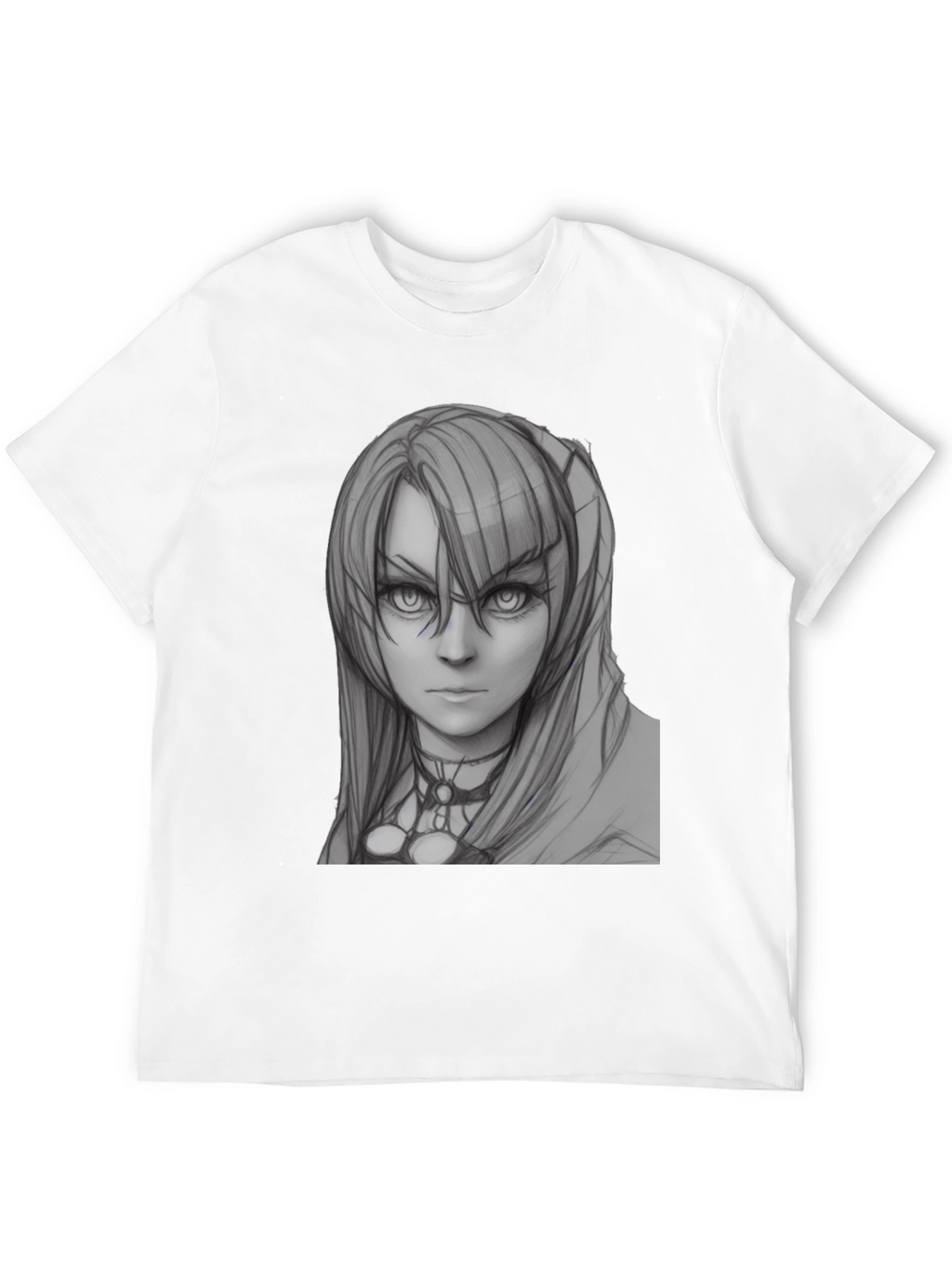 Anime Girl Sketch Black T-Shirt