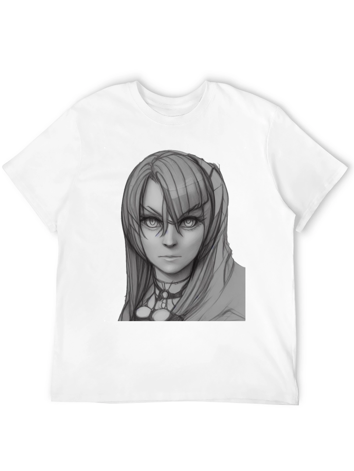 Anime Girl Sketch Black T-Shirt