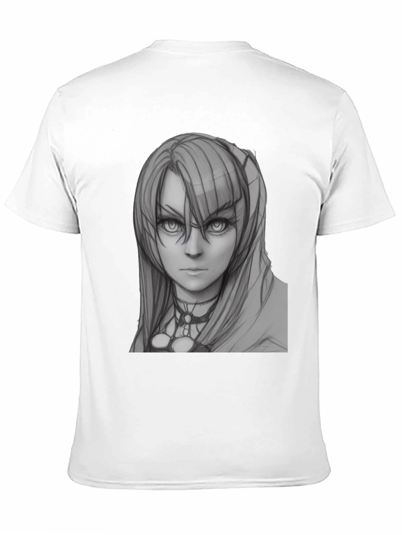 Anime Girl Sketch Black T-Shirt