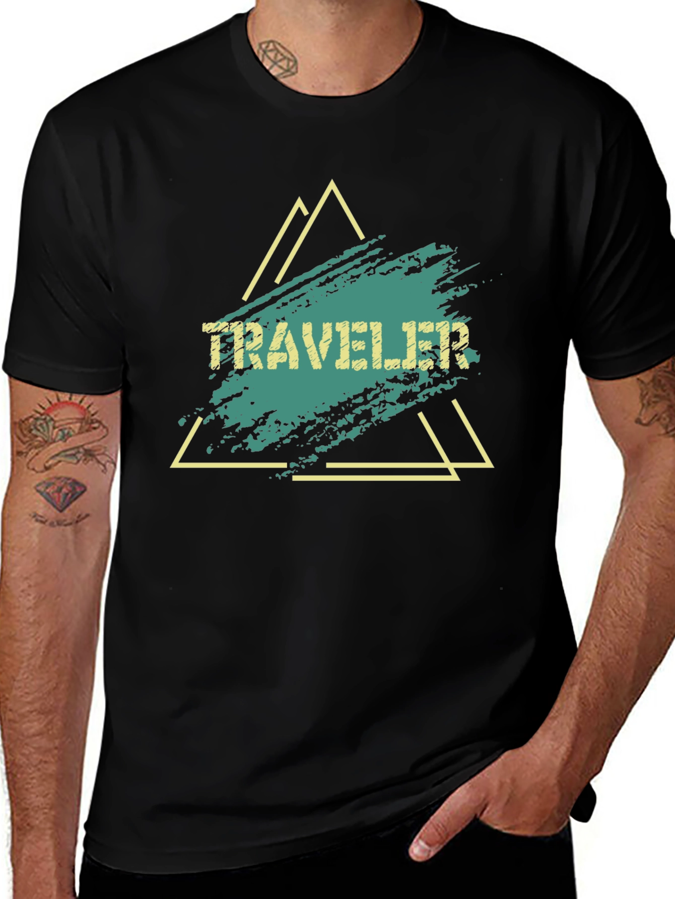 Traveler Graphic Tee - Black Cotton Blend