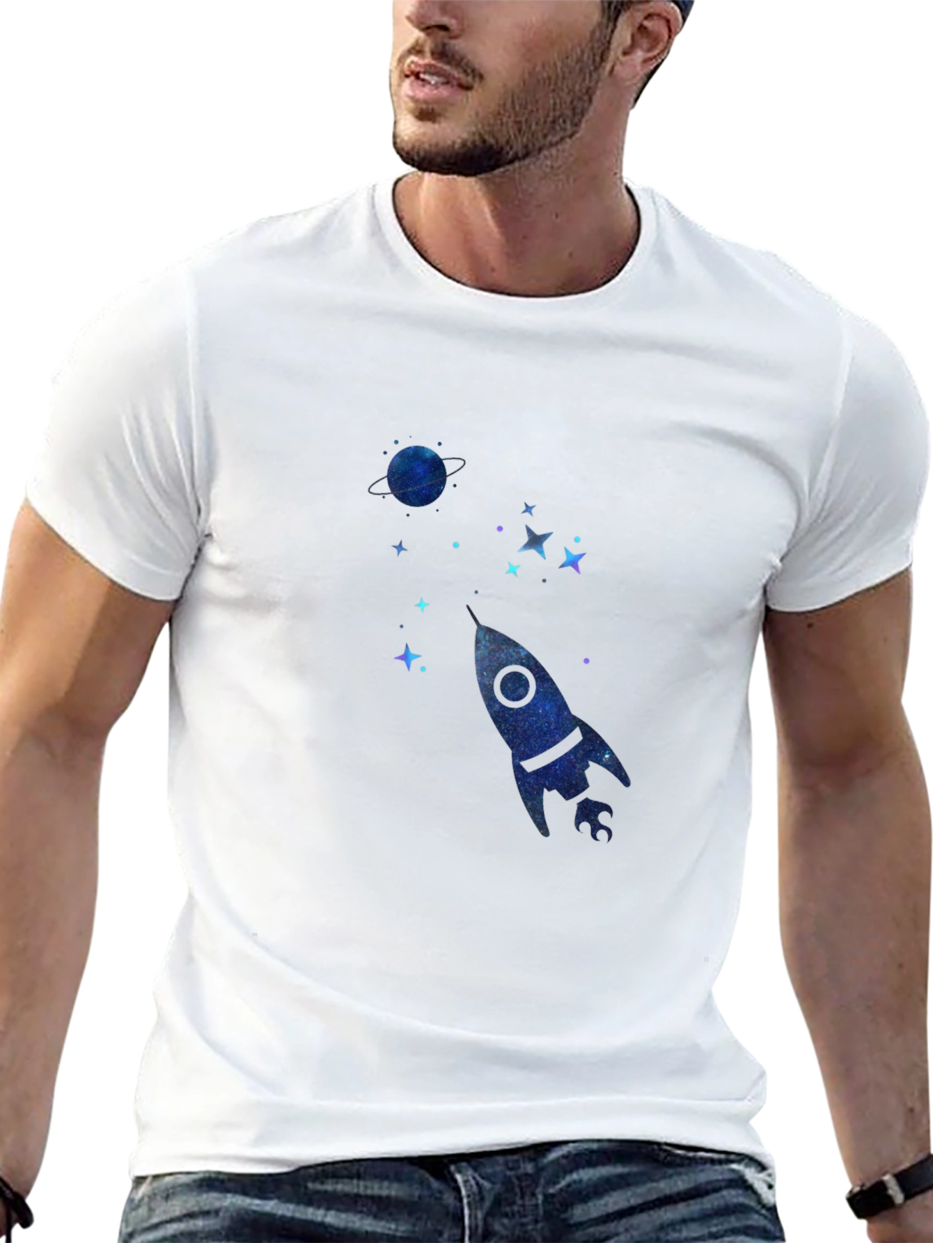 Cosmic Rocket Black T-Shirt