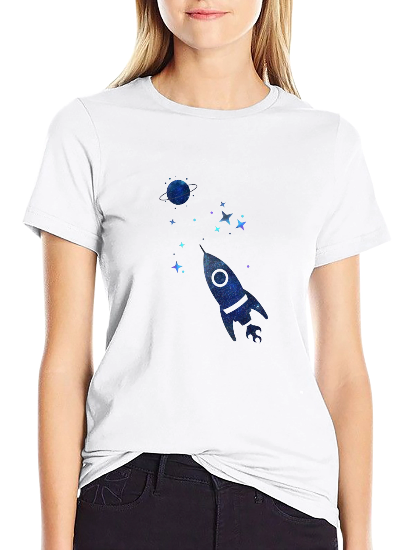 Cosmic Rocket Black T-Shirt
