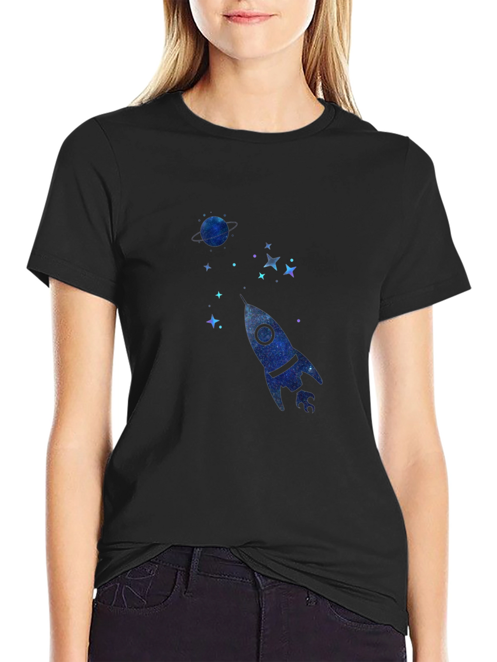 Cosmic Rocket Black T-Shirt