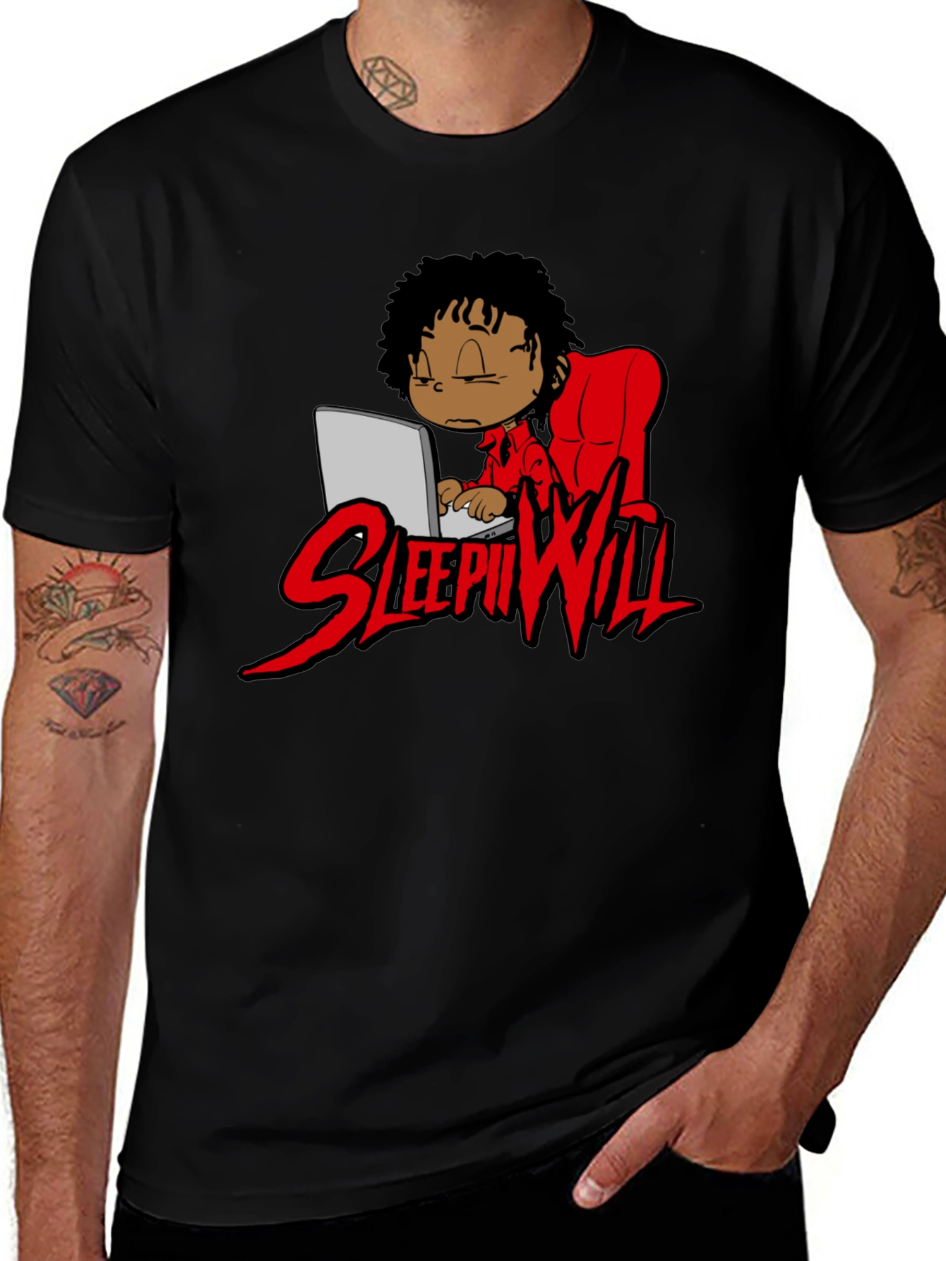 Sleepii Will T-Shirt Black Graphic Print