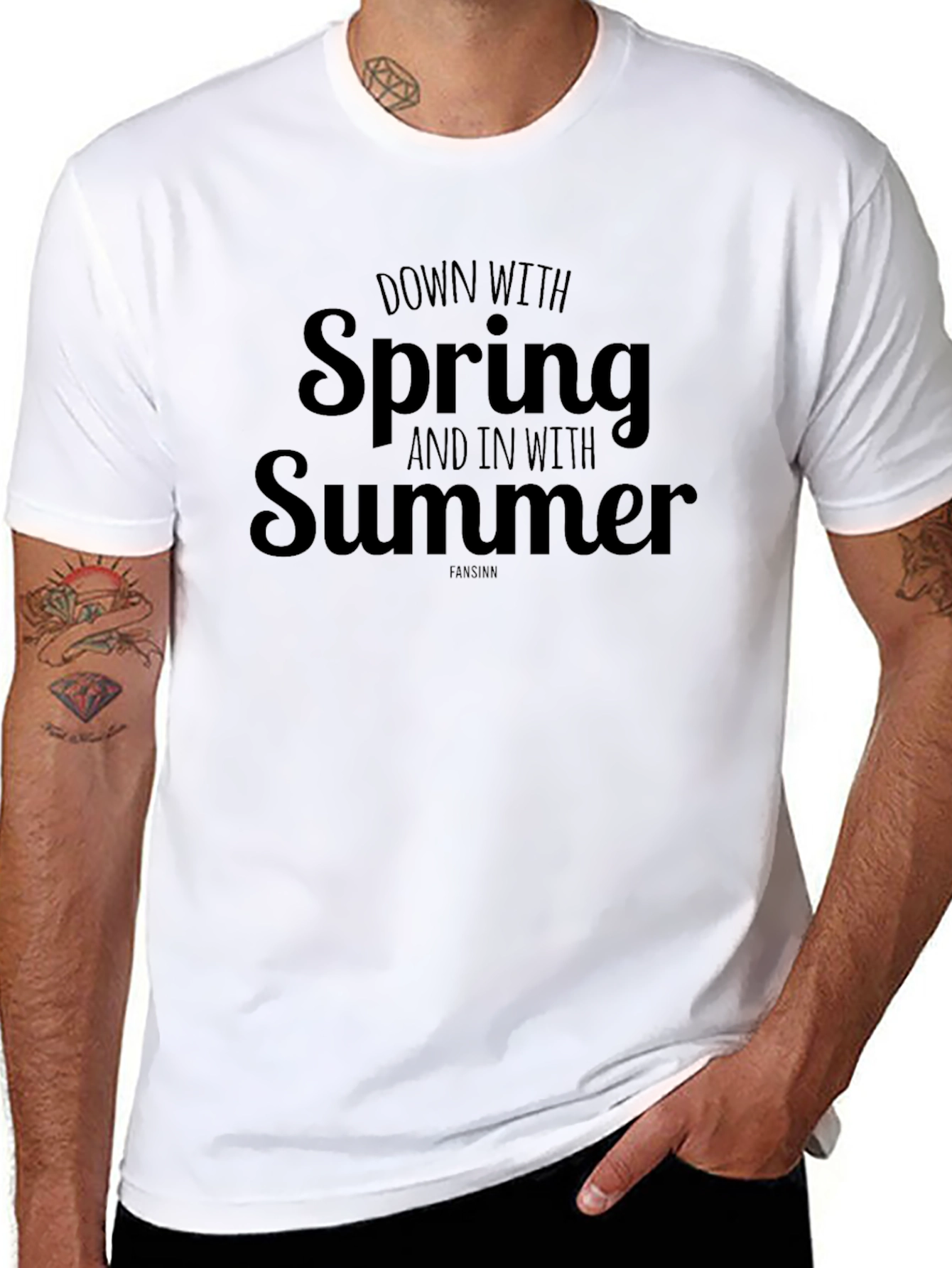 Down With Spring Summer Black Graphic Tee