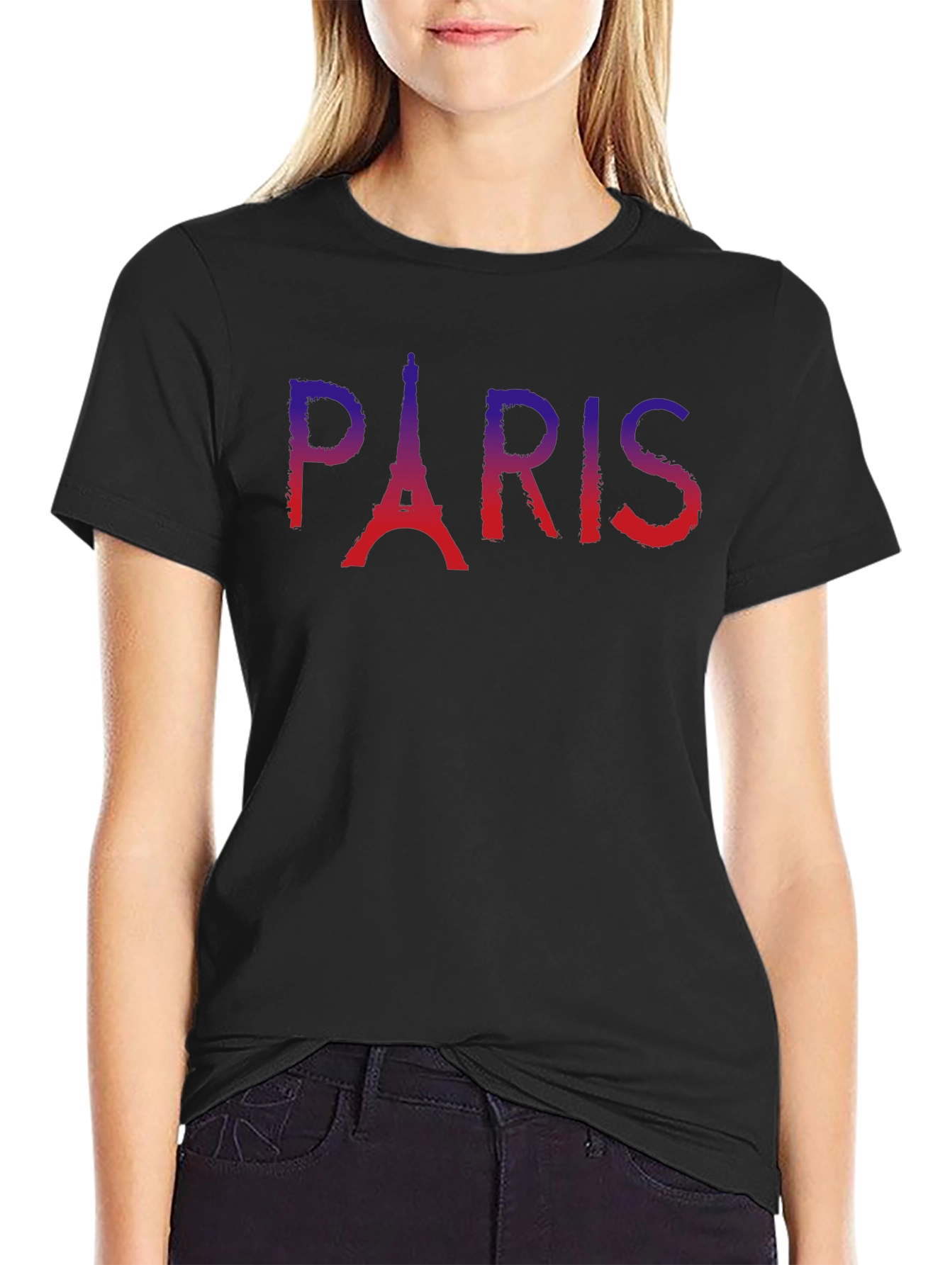 Paris Eiffel Tower Graphic Tee - Soft Black T-Shirt