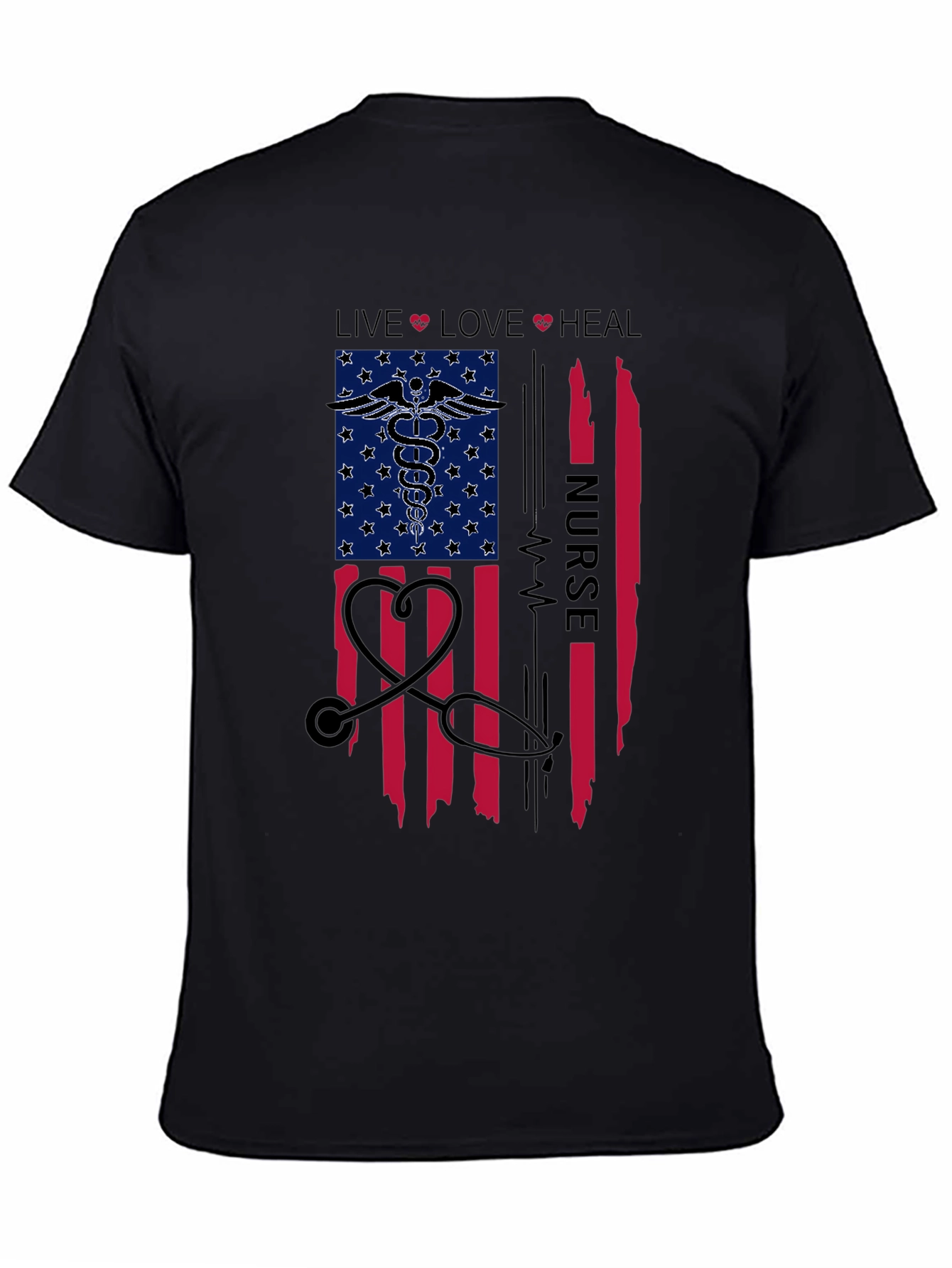 Nurse American Flag Graphic T-Shirt