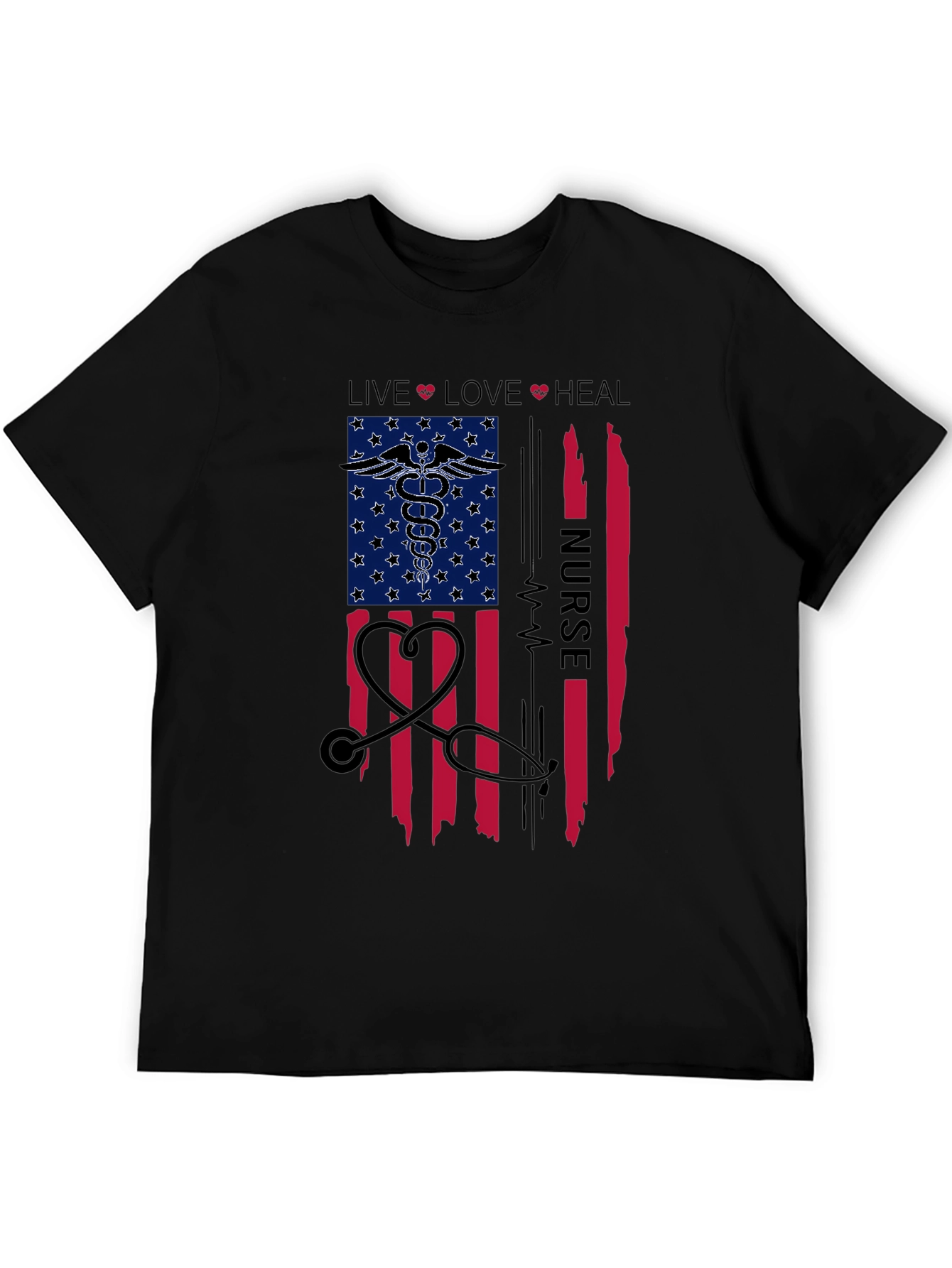 Nurse American Flag Graphic T-Shirt