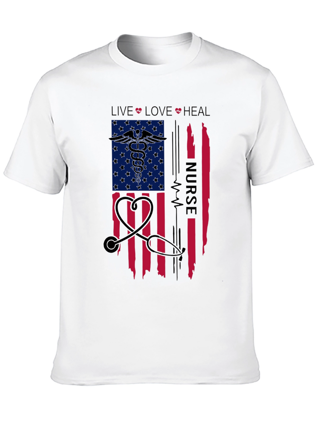 Nurse American Flag Graphic T-Shirt