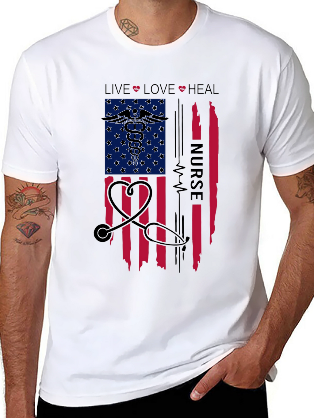 Nurse American Flag Graphic T-Shirt