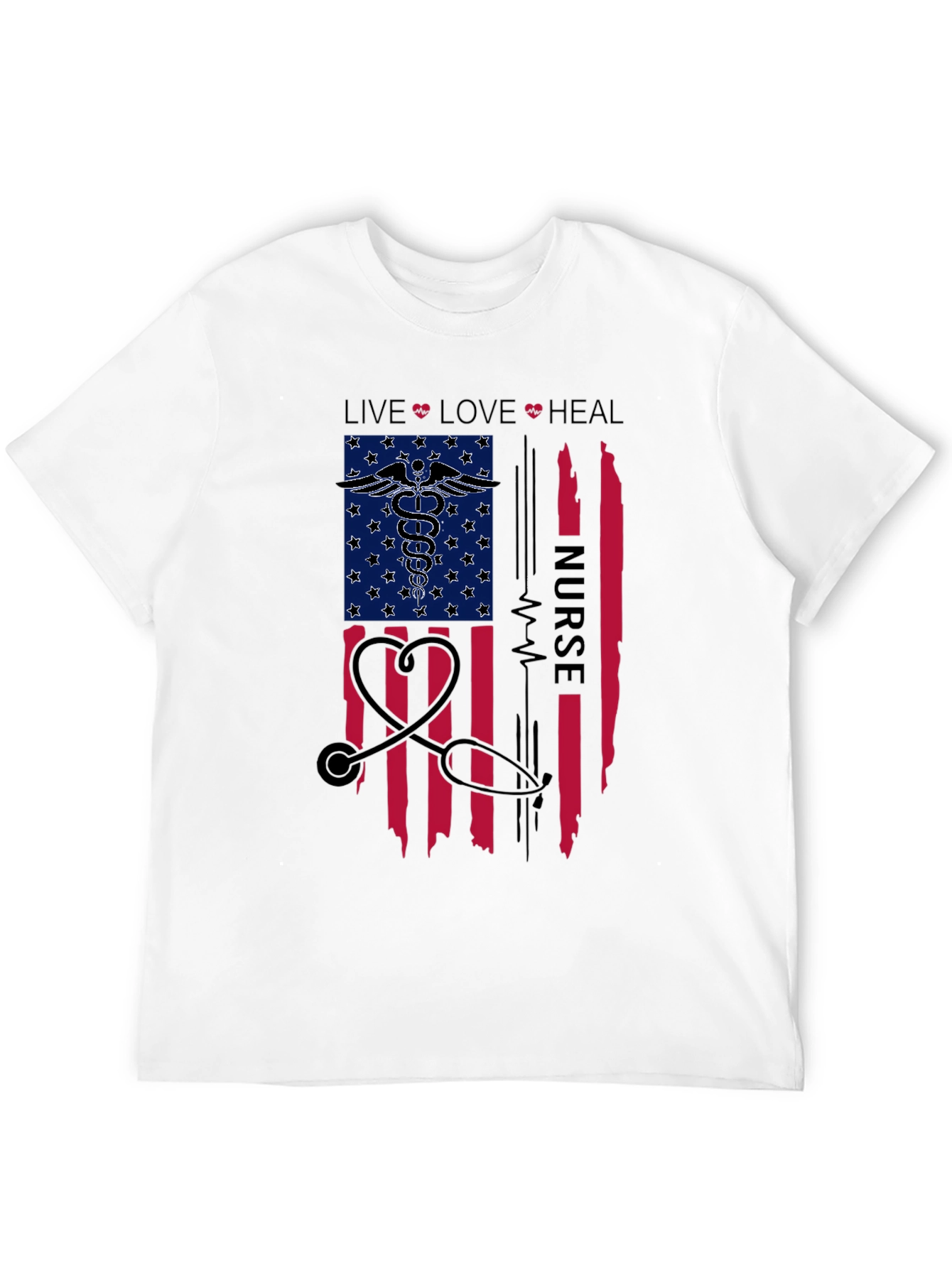 Nurse American Flag Graphic T-Shirt