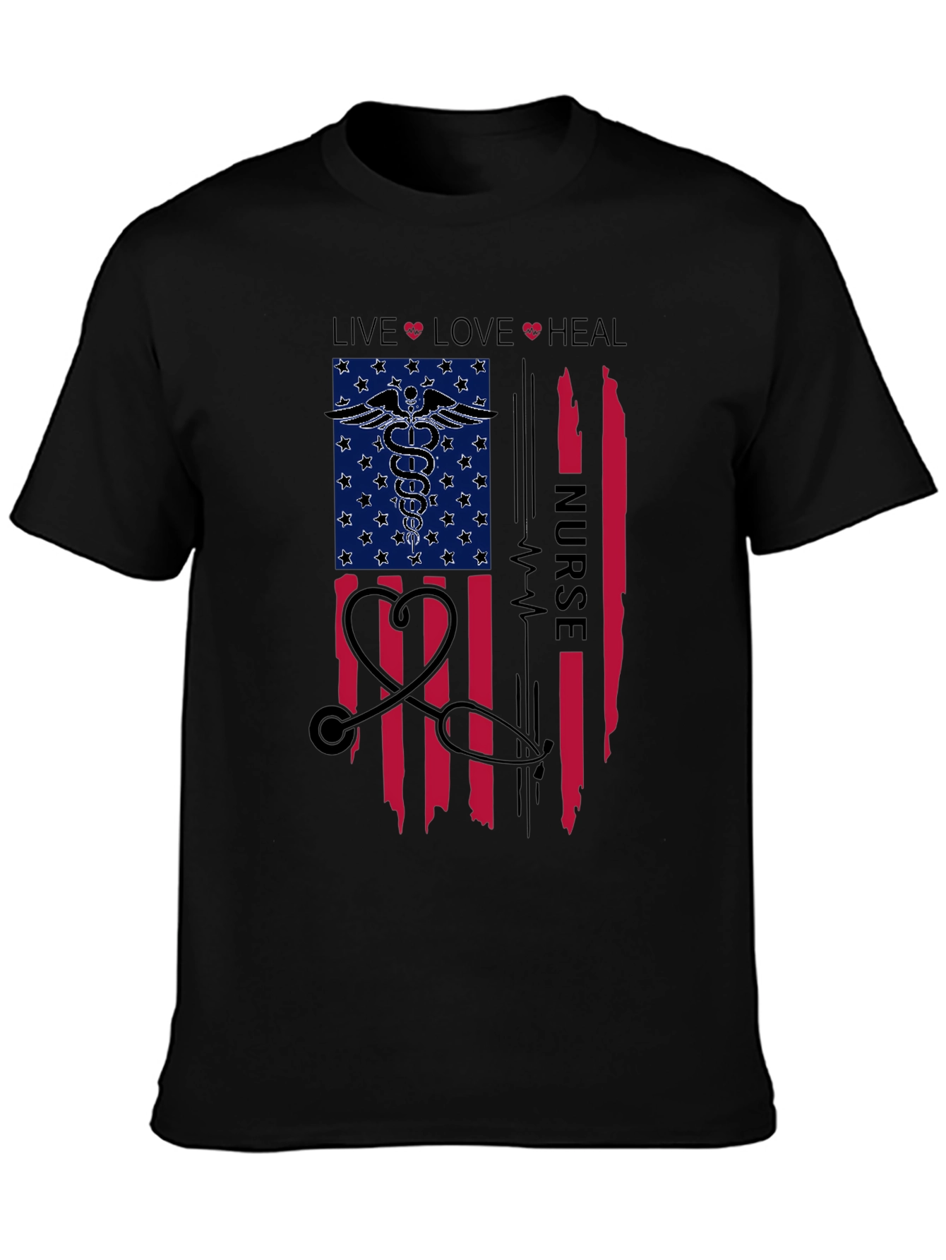 Nurse American Flag Graphic T-Shirt