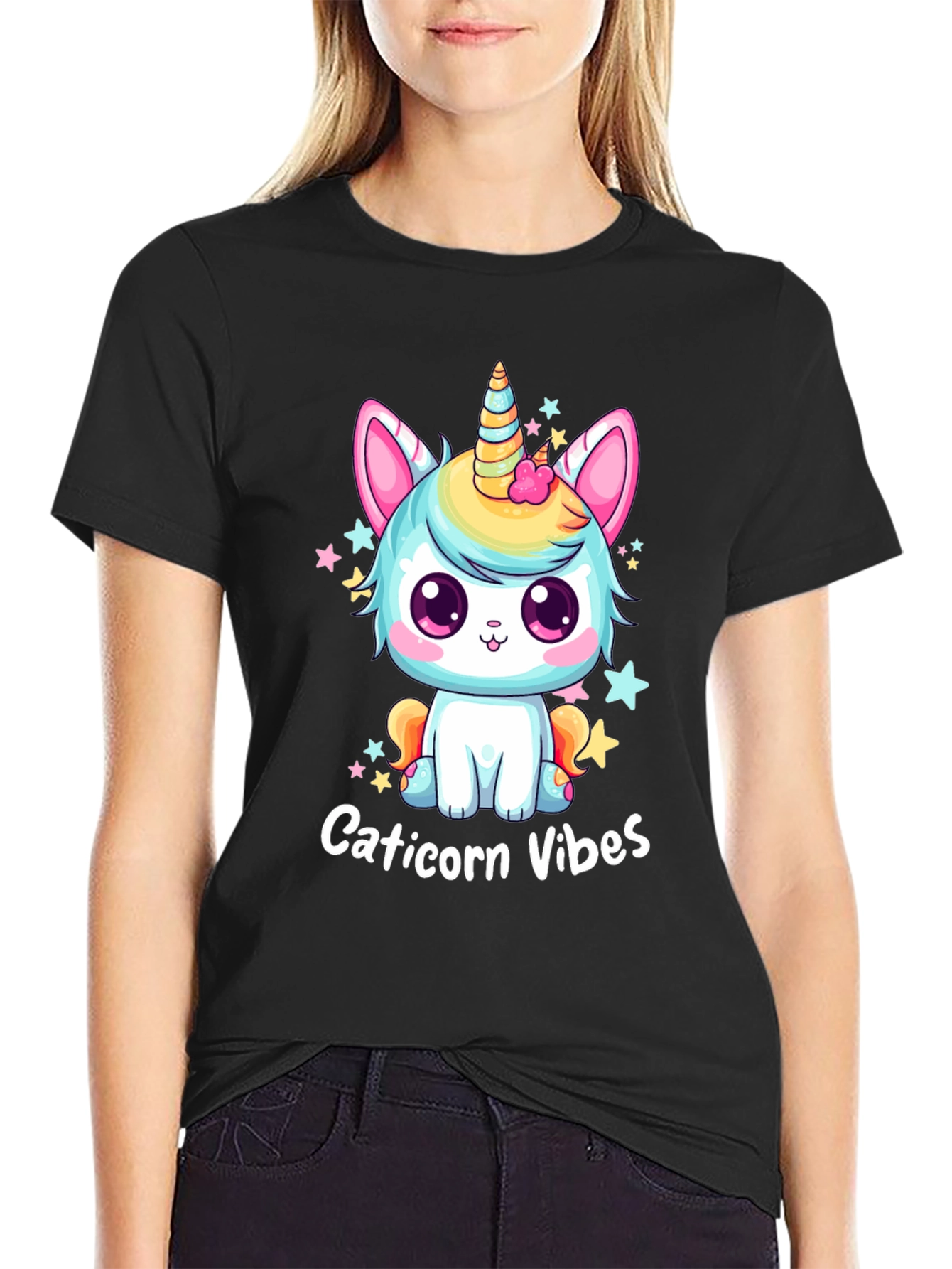 Caticorn Vibes T-Shirt - Cute Kawaii Cat Unicorn Tee