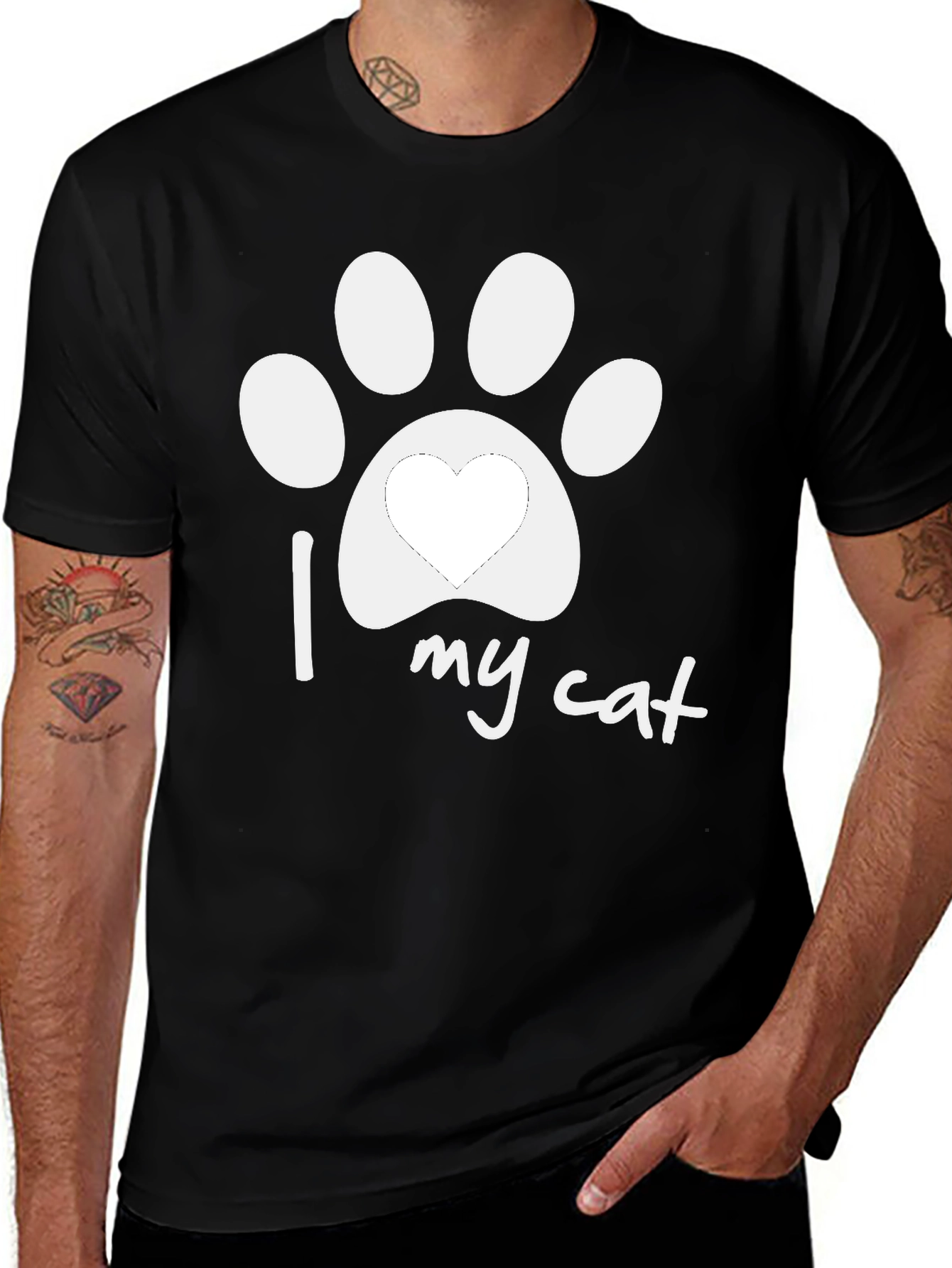 I Love My Cat Paw Print T-Shirt - Unisex