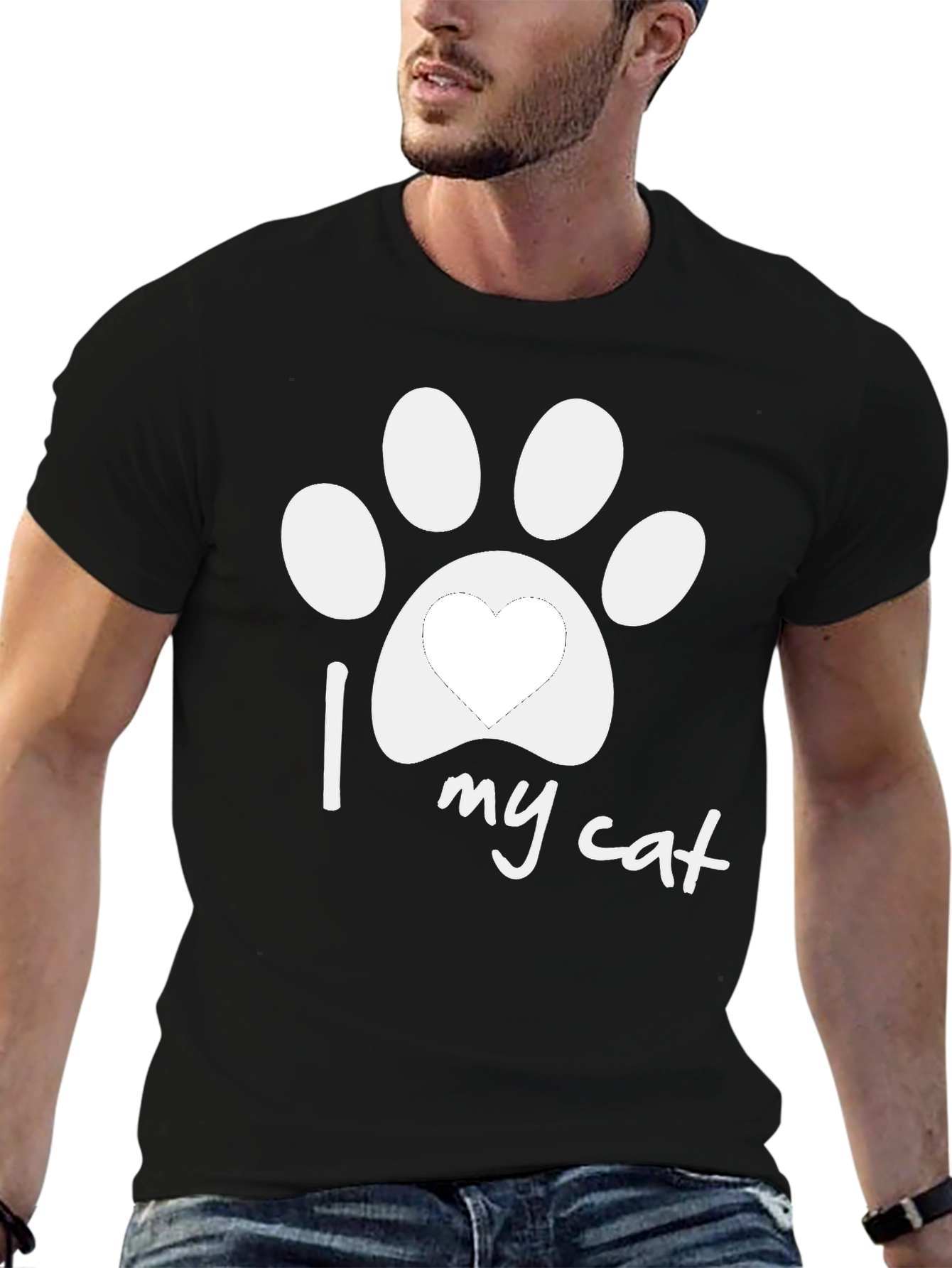 I Love My Cat Paw Print T-Shirt - Unisex