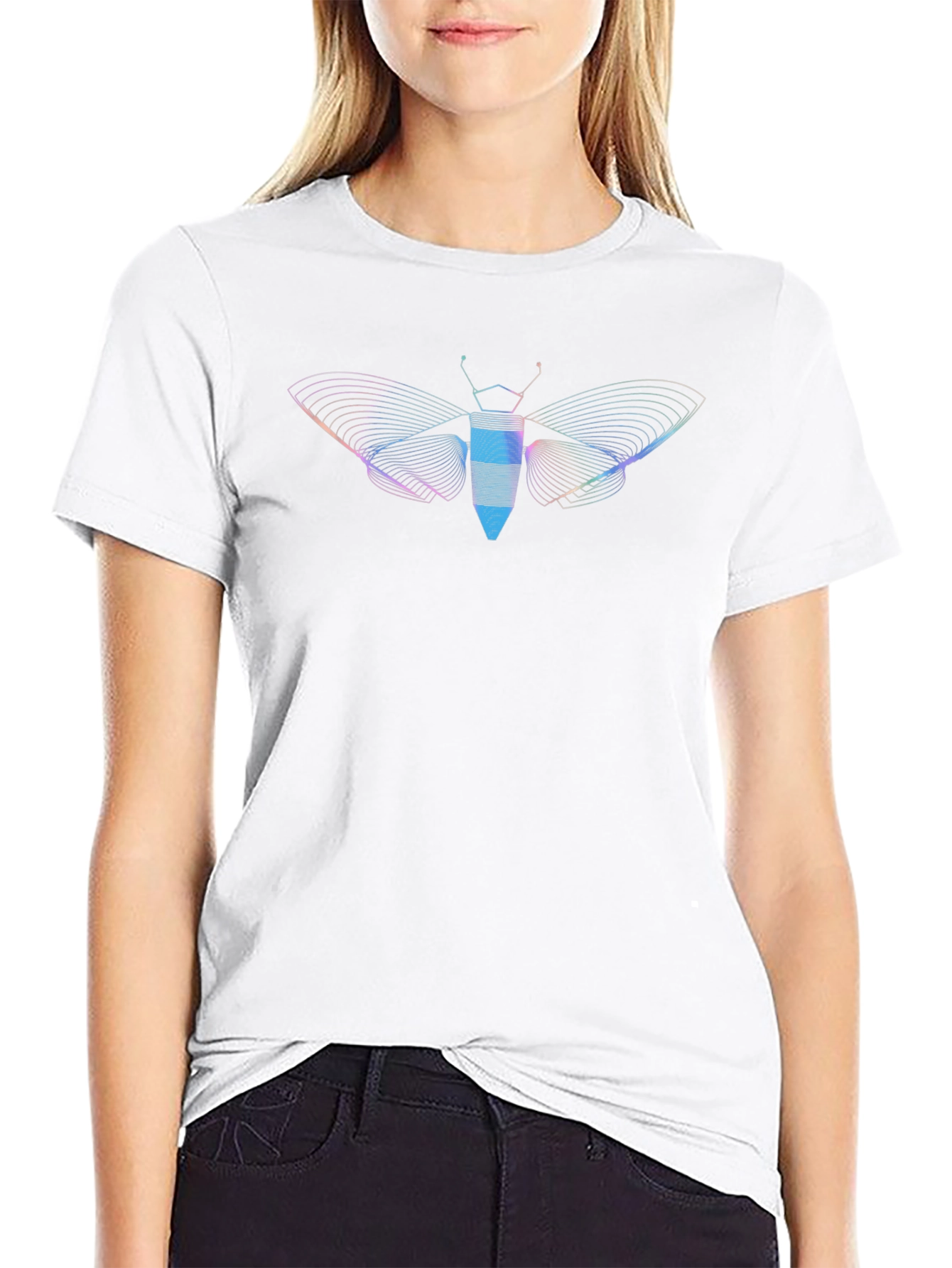 Geometric Butterfly Graphic Tee - Black