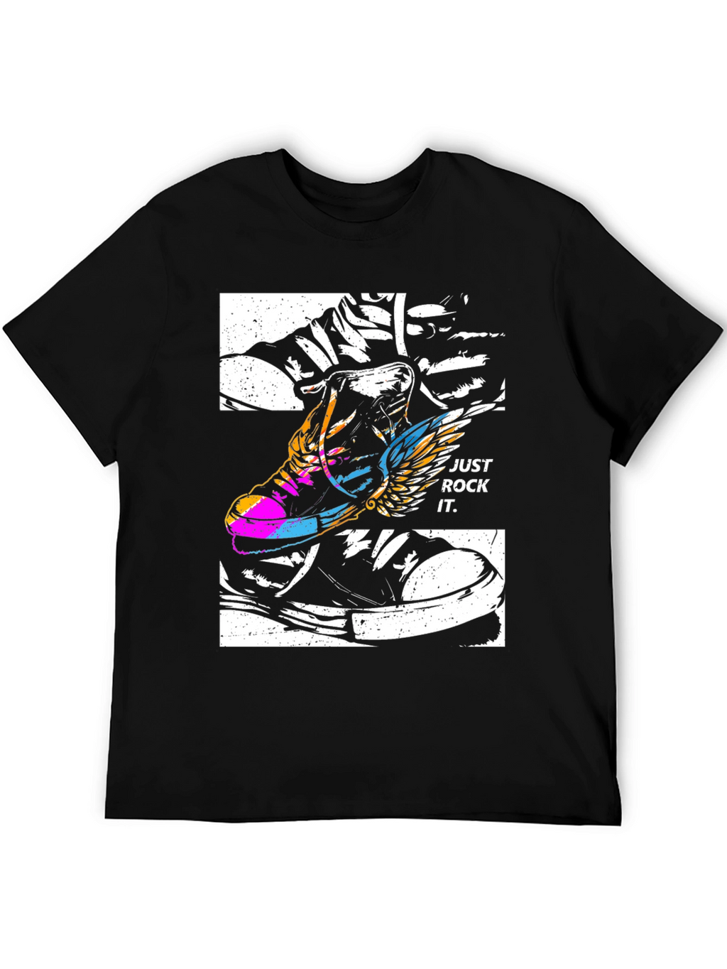 Just Rock It T-Shirt - Flying Sneaker Design