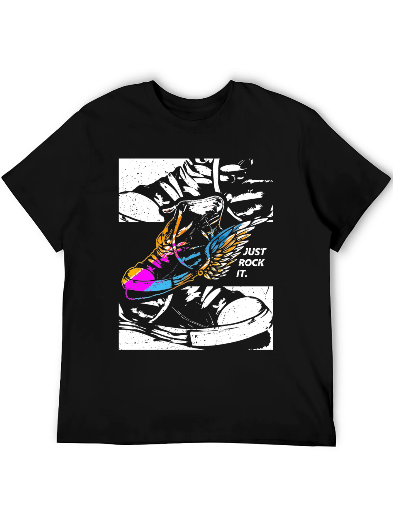 Just Rock It T-Shirt - Flying Sneaker Design