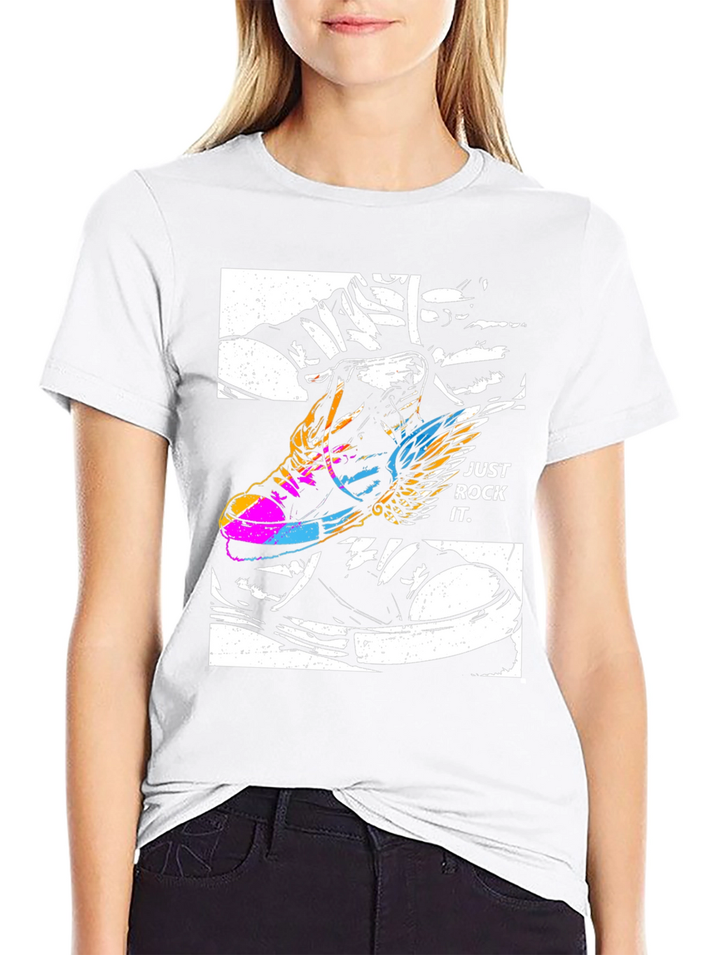 Just Rock It T-Shirt - Flying Sneaker Design