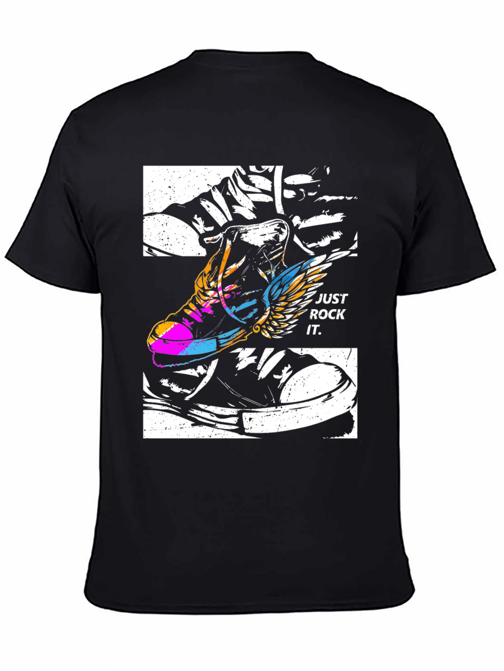 Just Rock It T-Shirt - Flying Sneaker Design