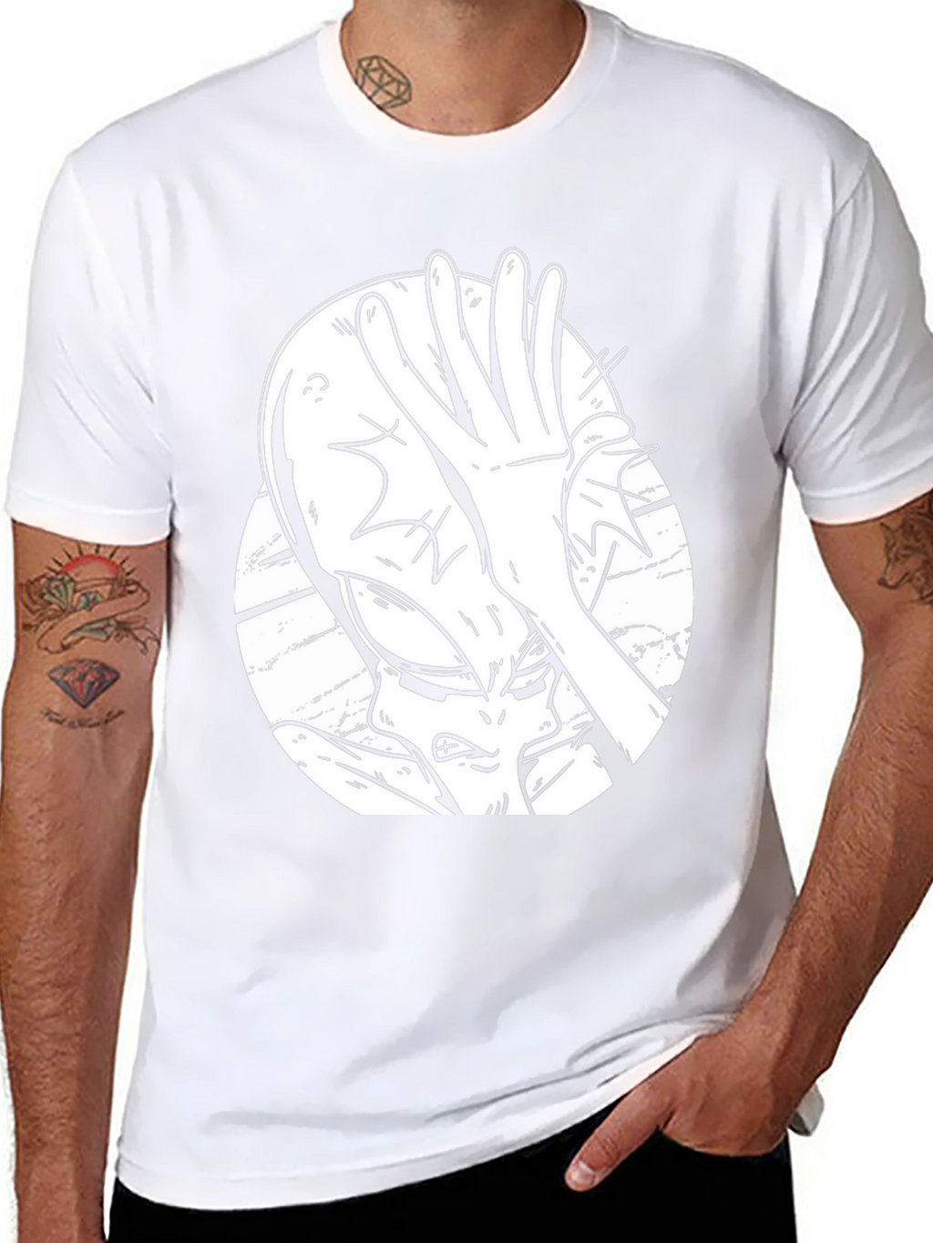 Alien Facepalm Graphic Tee - Black Cotton T-Shirt