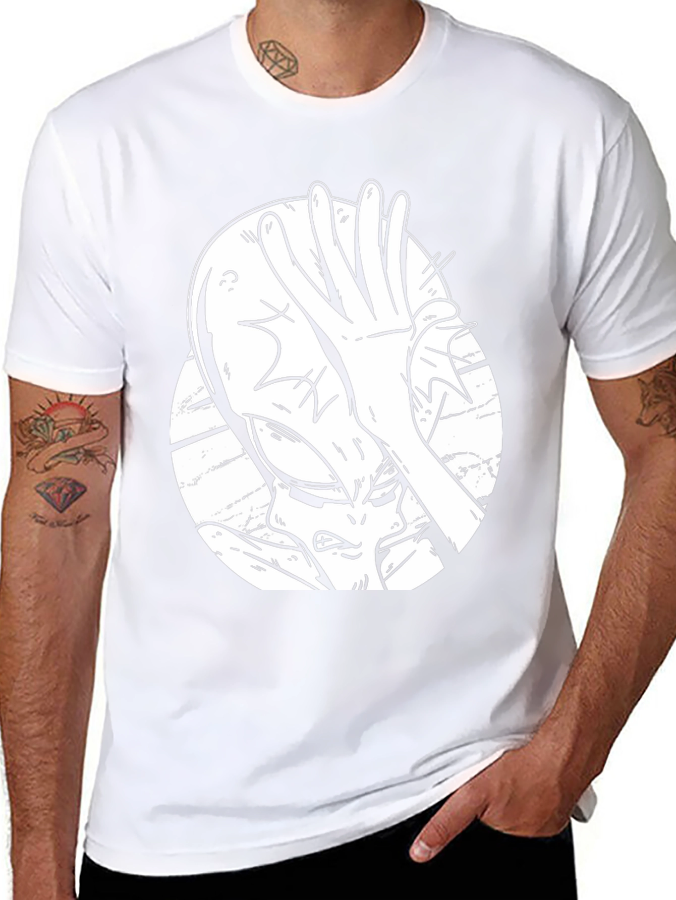 Alien Facepalm Graphic Tee - Black Cotton T-Shirt