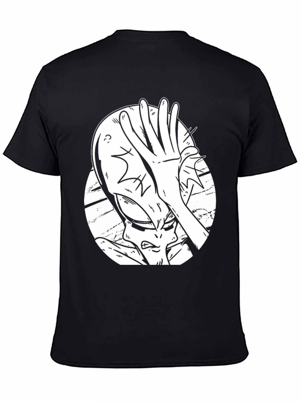 Alien Facepalm Graphic Tee - Black Cotton T-Shirt