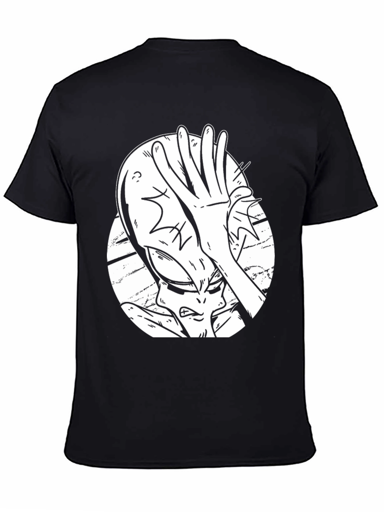 Alien Facepalm Graphic Tee - Black Cotton T-Shirt