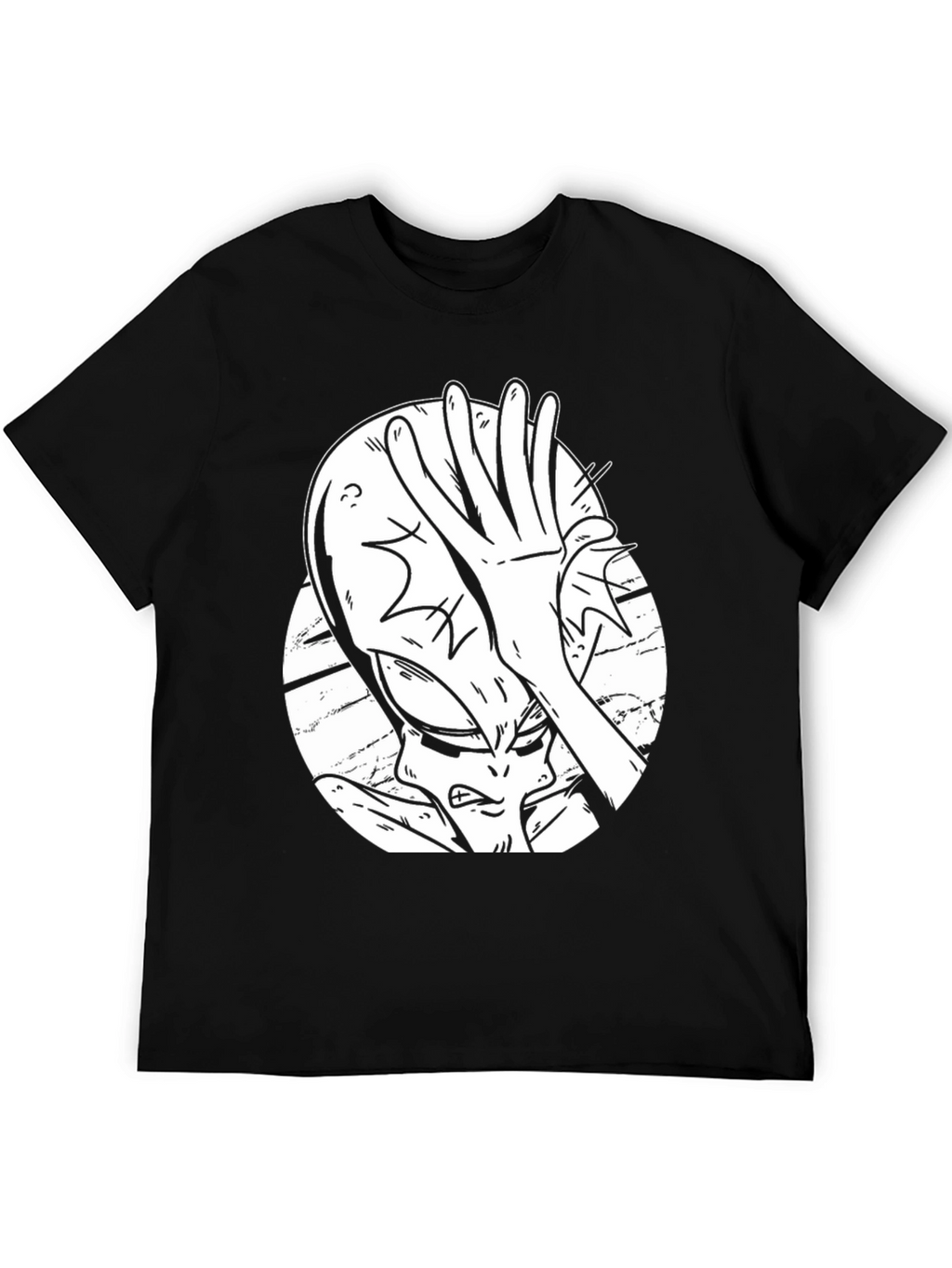 Alien Facepalm Graphic Tee - Black Cotton T-Shirt
