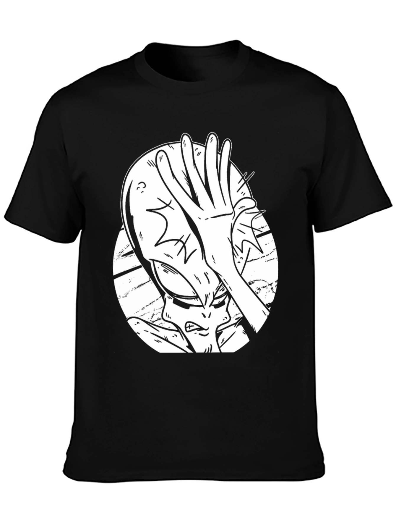 Alien Facepalm Graphic Tee - Black Cotton T-Shirt
