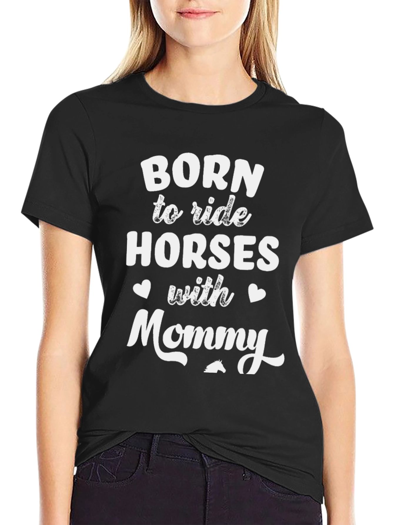 Born to Ride Horses with Mommy Black T-Shirt