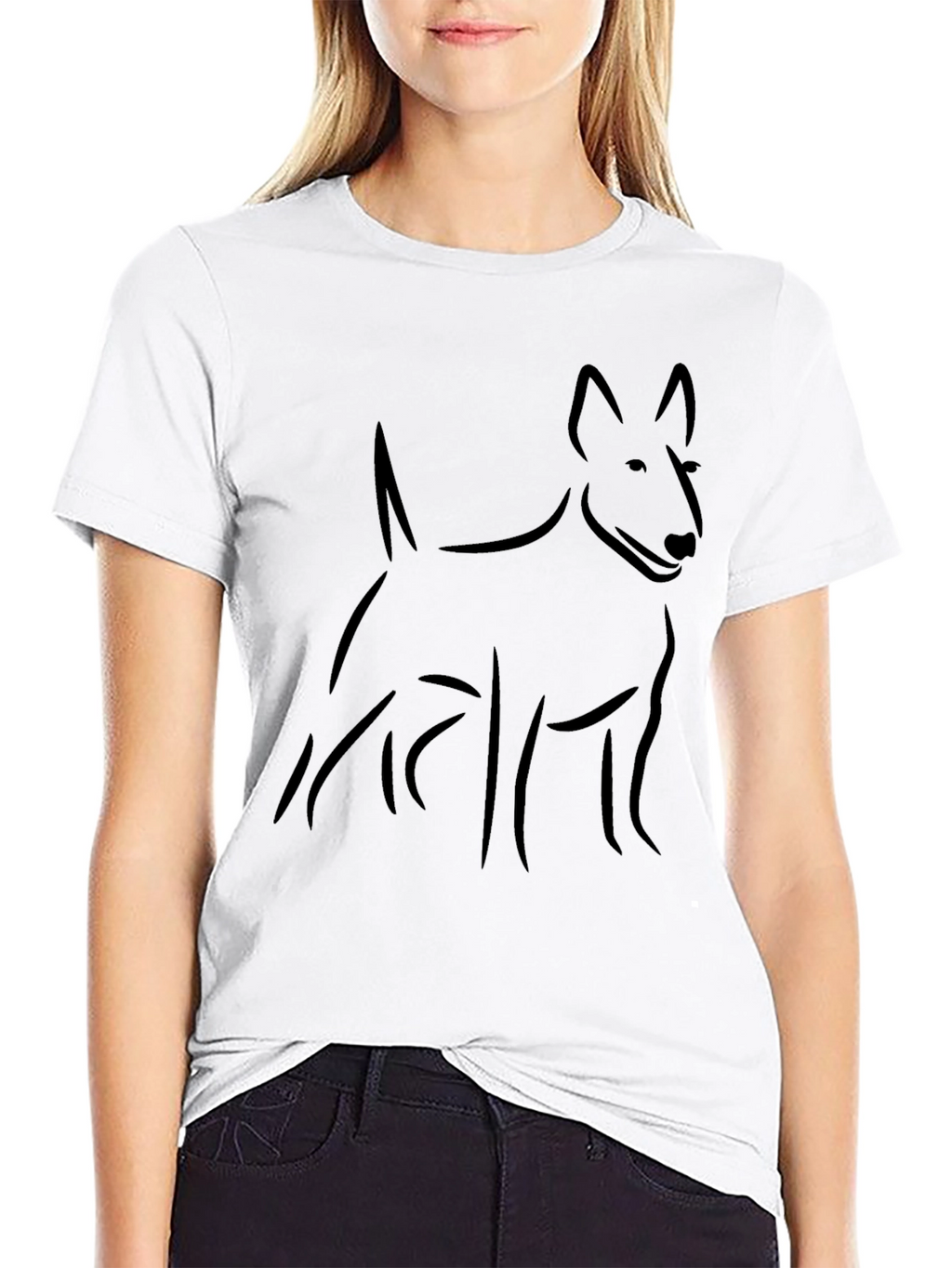 Black Bull Terrier Dog Outline T-Shirt