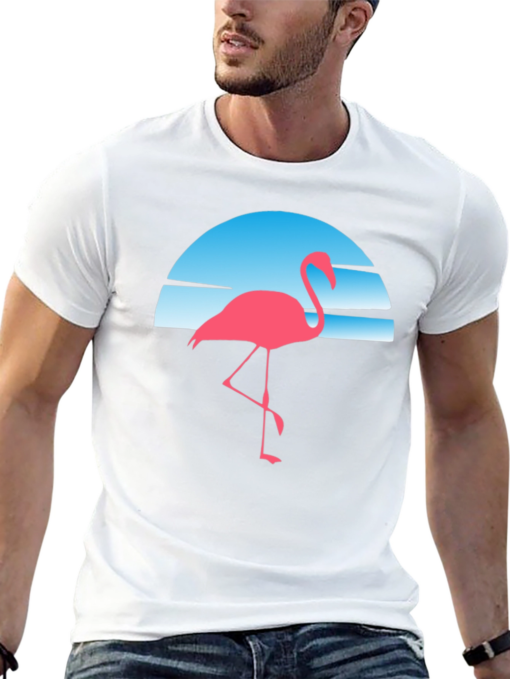 Retro Flamingo T-Shirt - Black Cotton Blend Tee