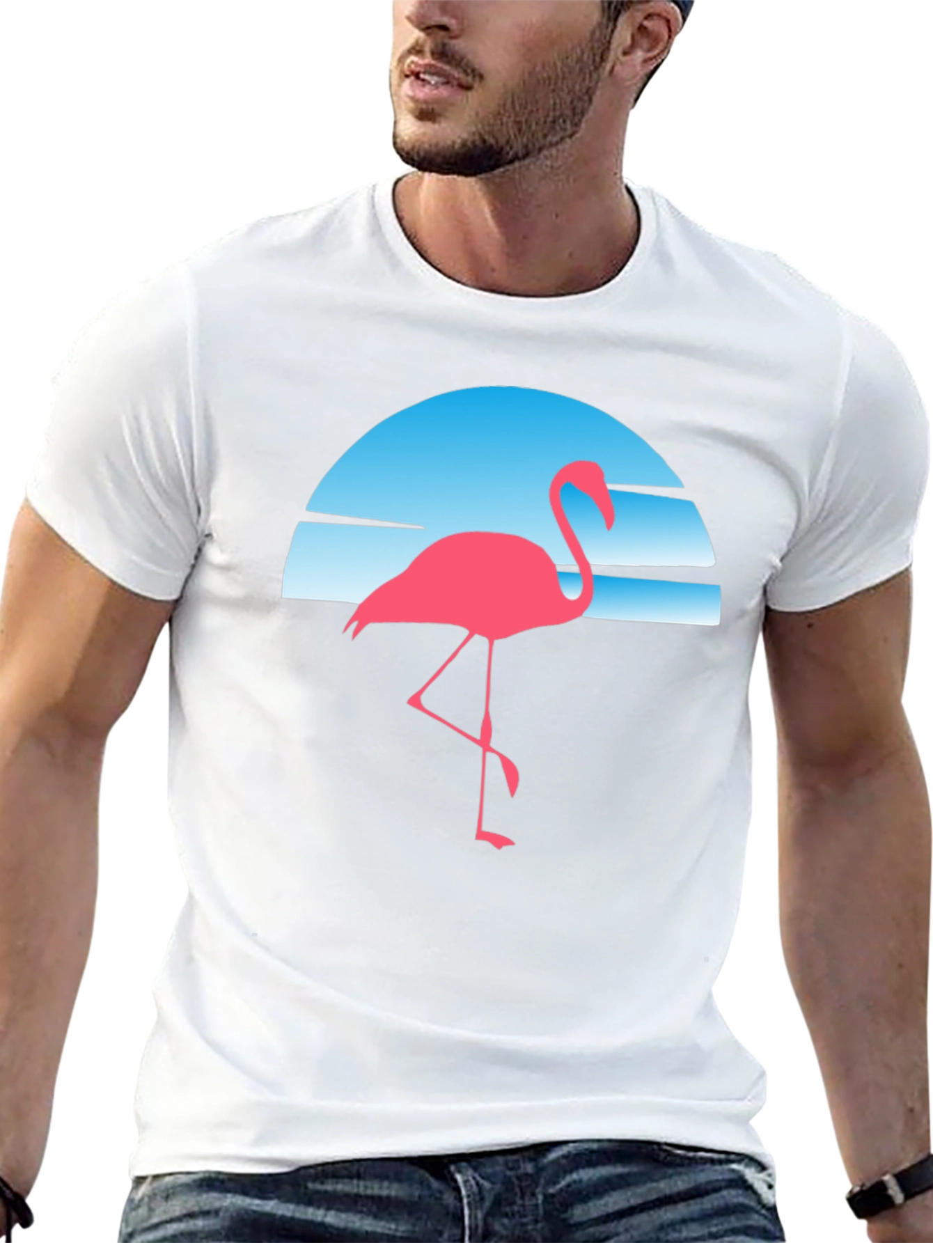 Retro Flamingo T-Shirt - Black Cotton Blend Tee