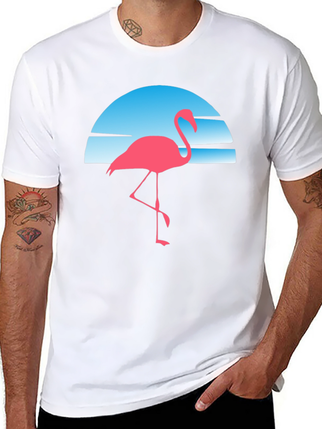 Retro Flamingo T-Shirt - Black Cotton Blend Tee
