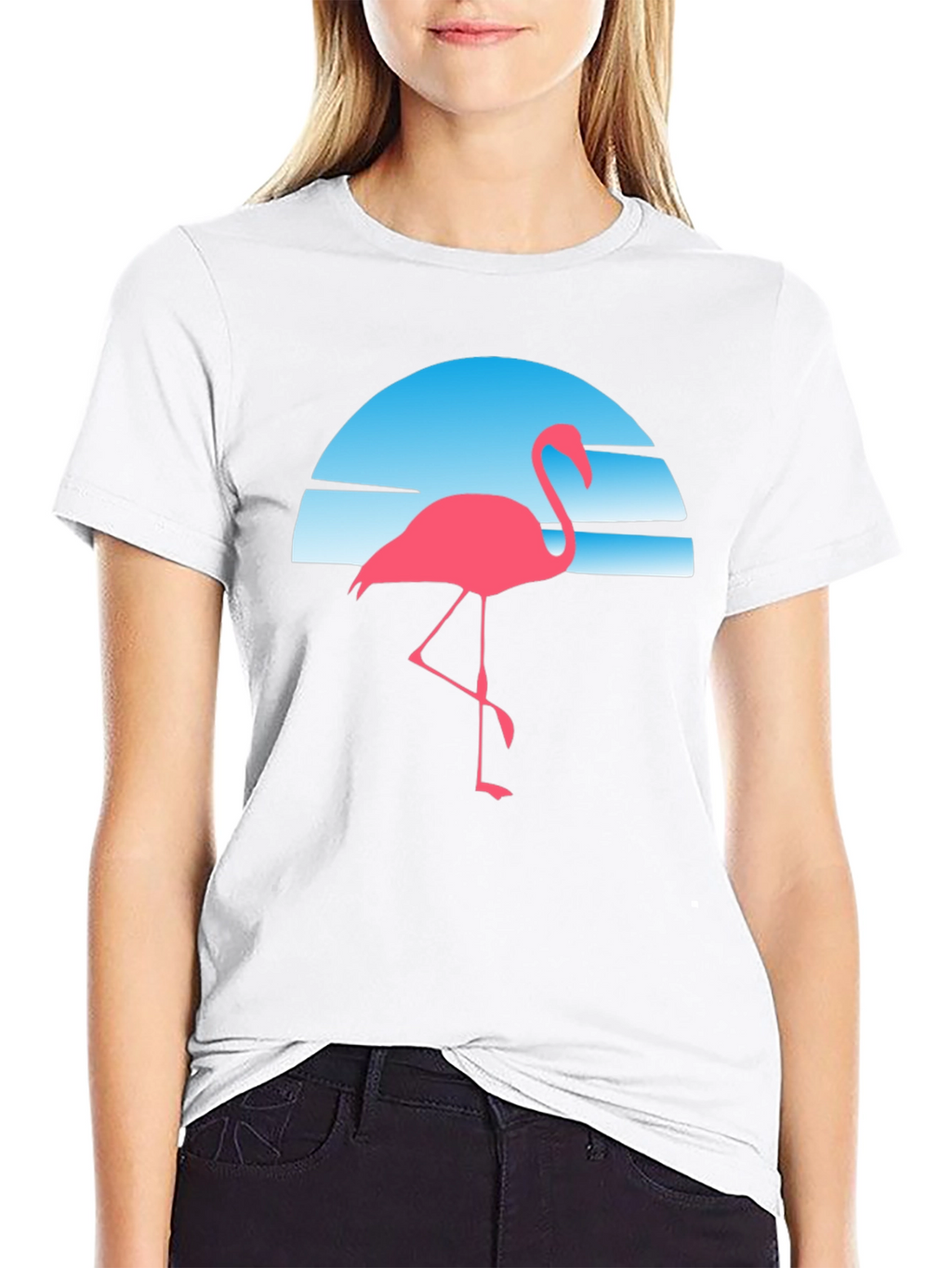 Retro Flamingo T-Shirt - Black Cotton Blend Tee
