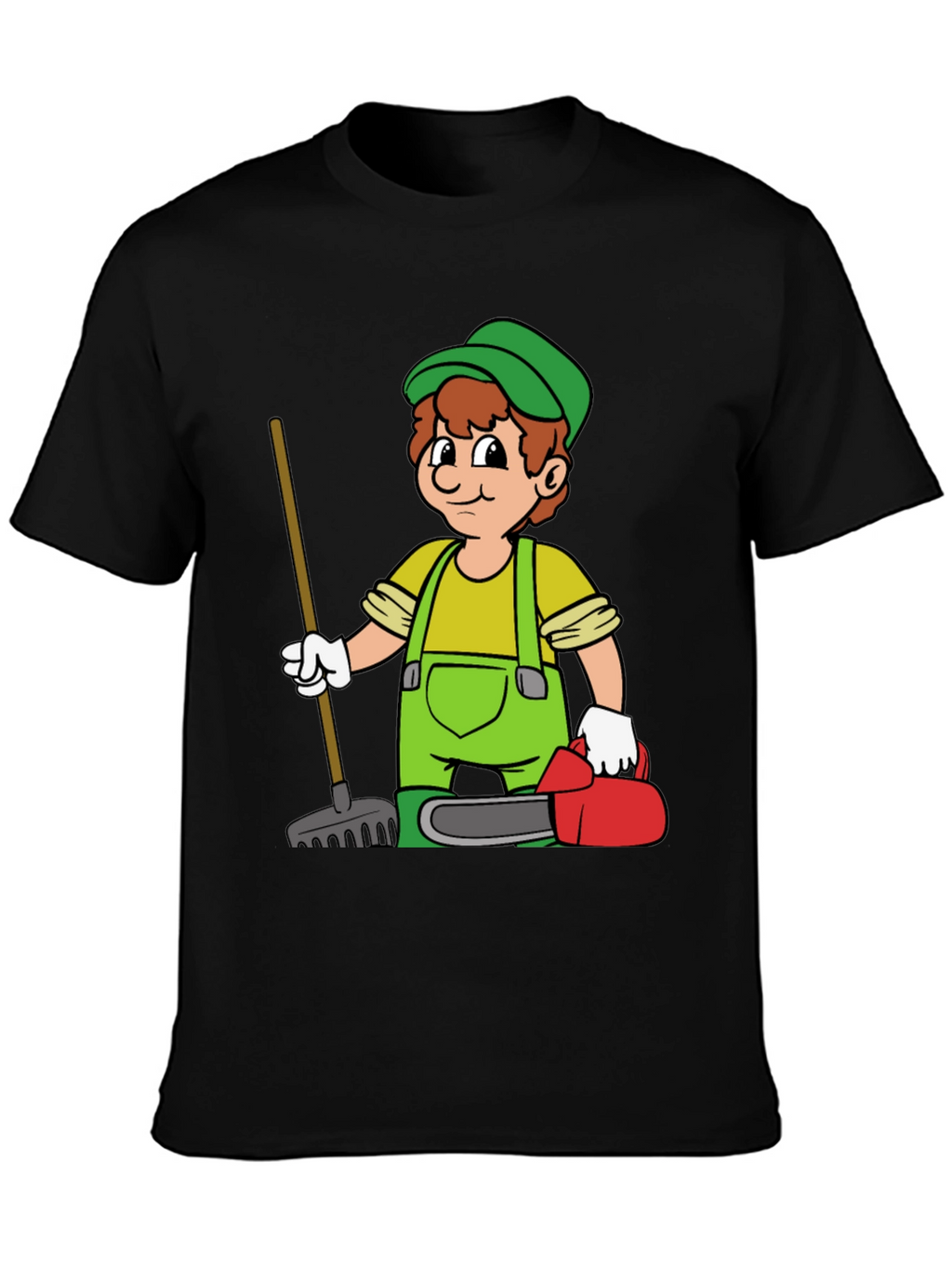 Cartoon Gardener T-Shirt - Black Graphic Tee