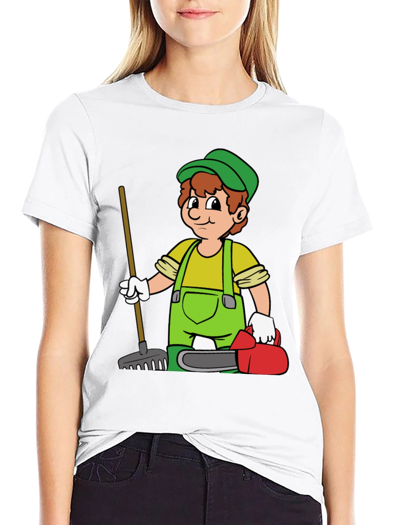 Cartoon Gardener T-Shirt - Black Graphic Tee