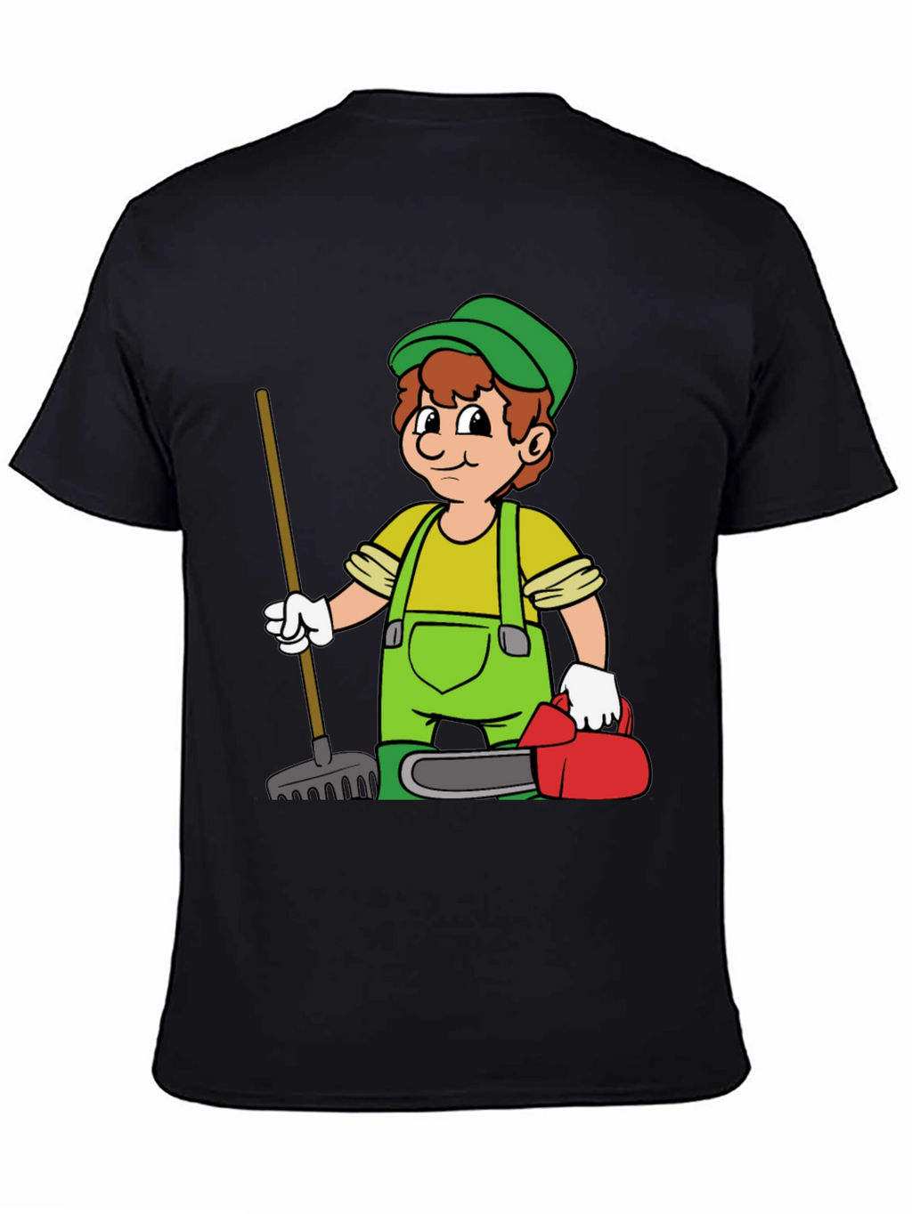 Cartoon Gardener T-Shirt - Black Graphic Tee
