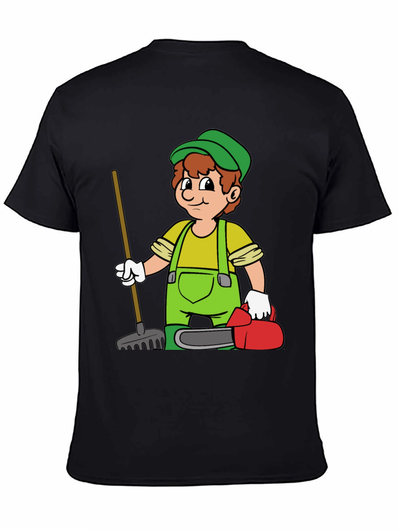 Cartoon Gardener T-Shirt - Black Graphic Tee