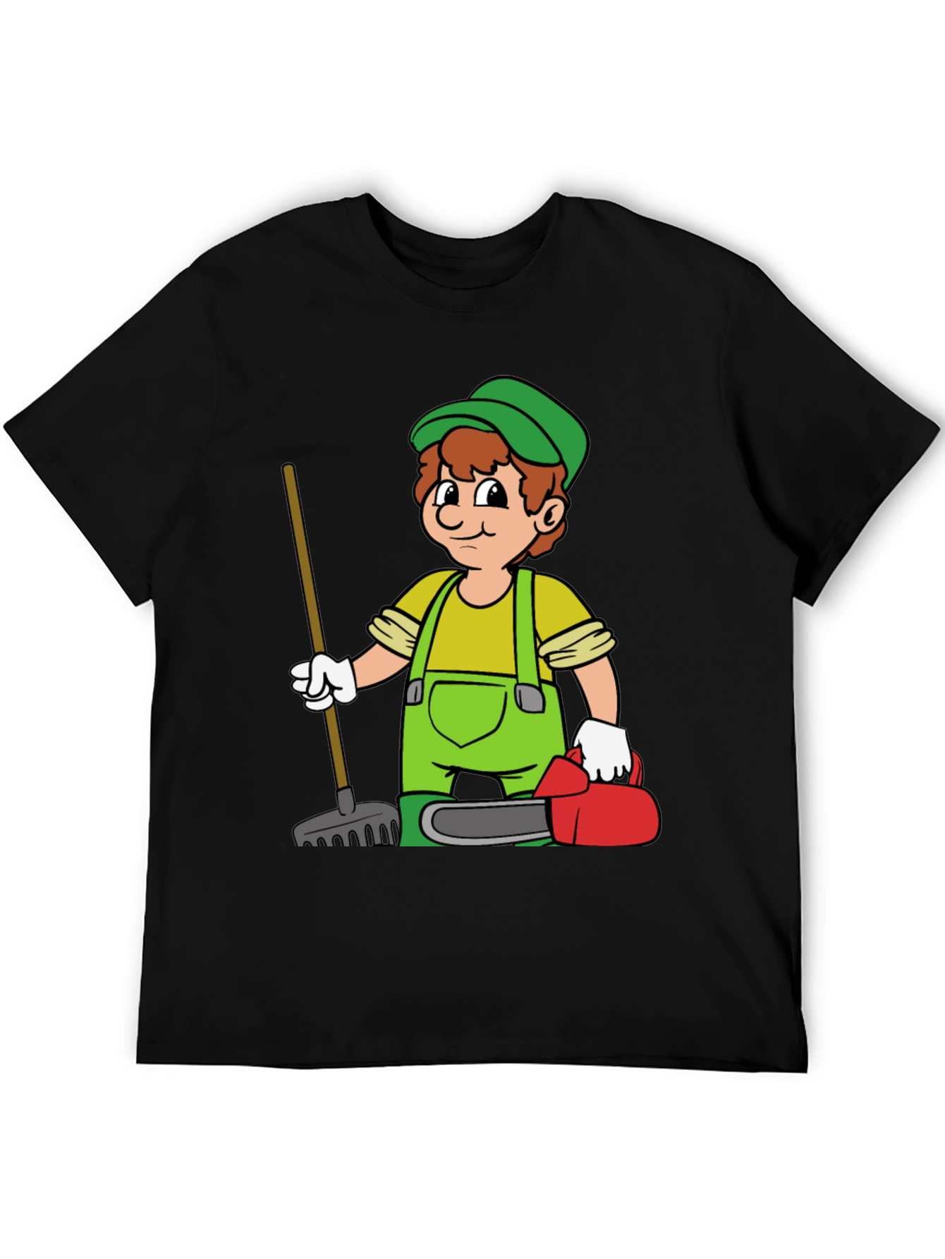 Cartoon Gardener T-Shirt - Black Graphic Tee