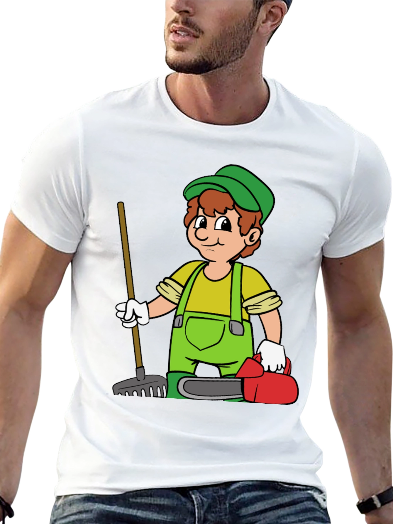 Cartoon Gardener T-Shirt - Black Graphic Tee