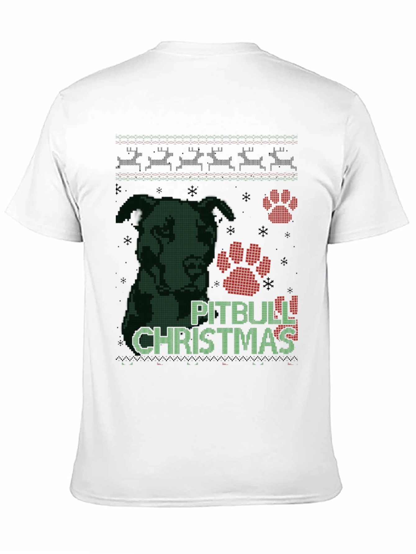 Pitbull Christmas Ugly Sweater Style T-Shirt