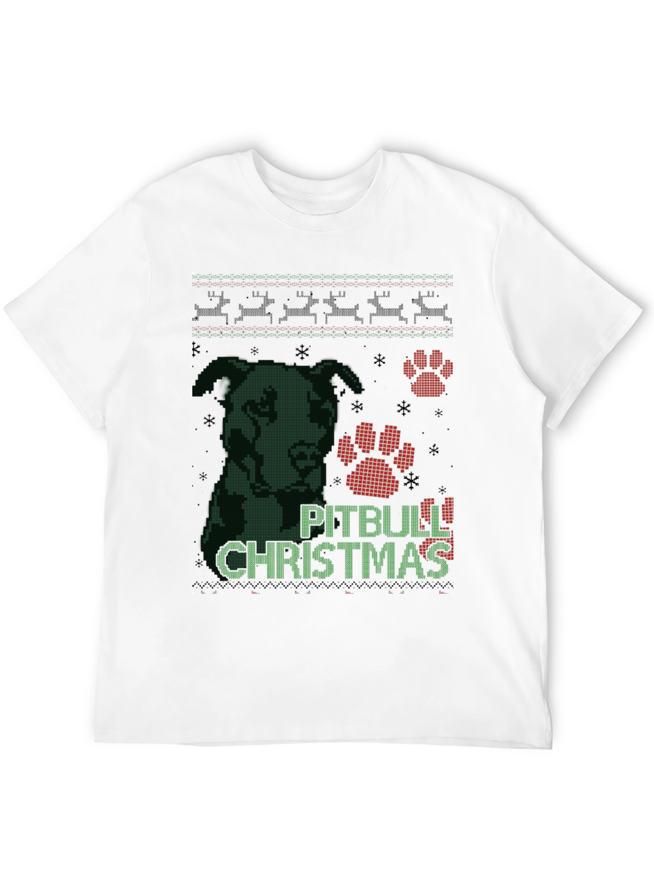 Pitbull Christmas Ugly Sweater Style T-Shirt