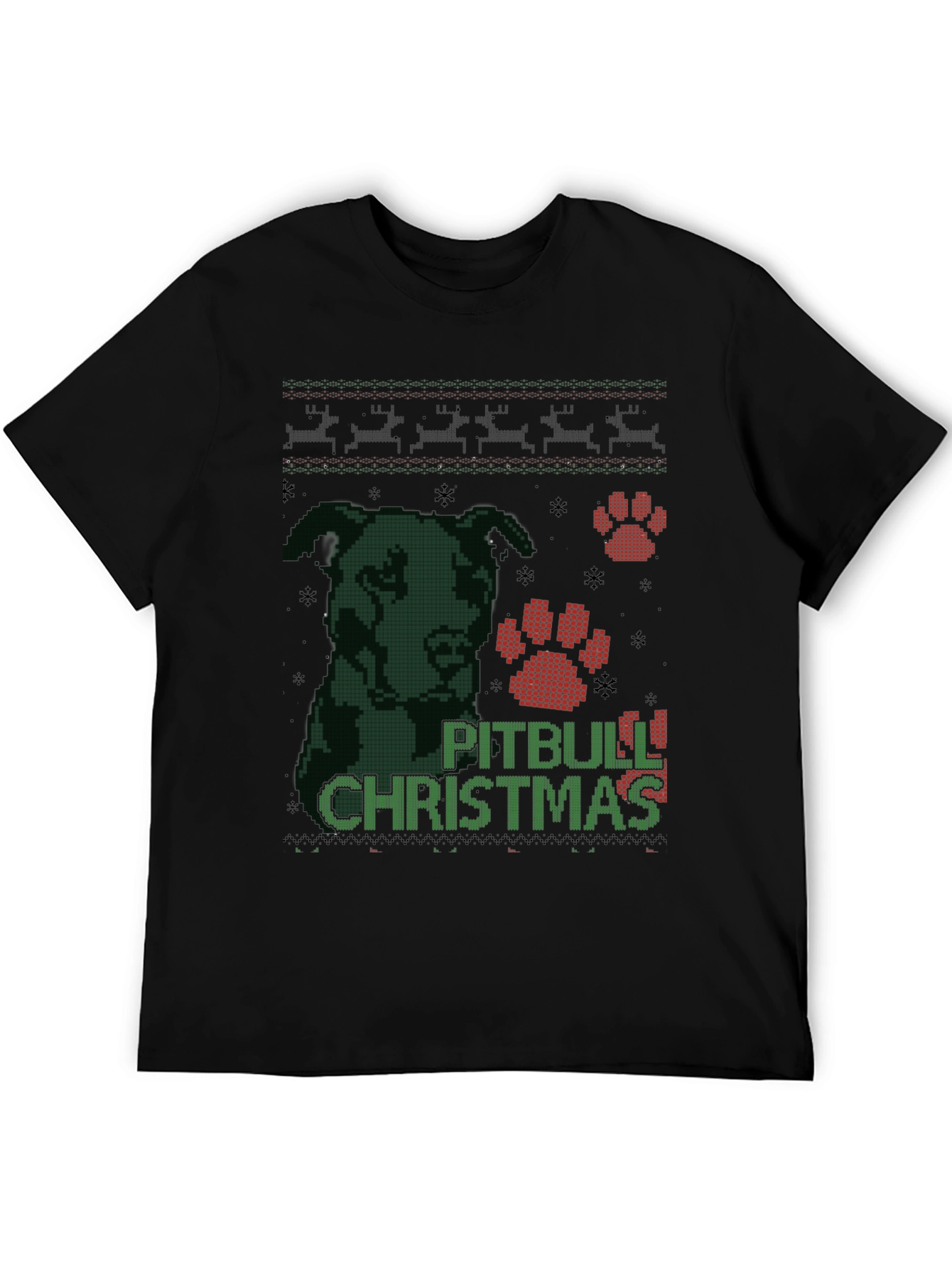 Pitbull Christmas Ugly Sweater Style T-Shirt