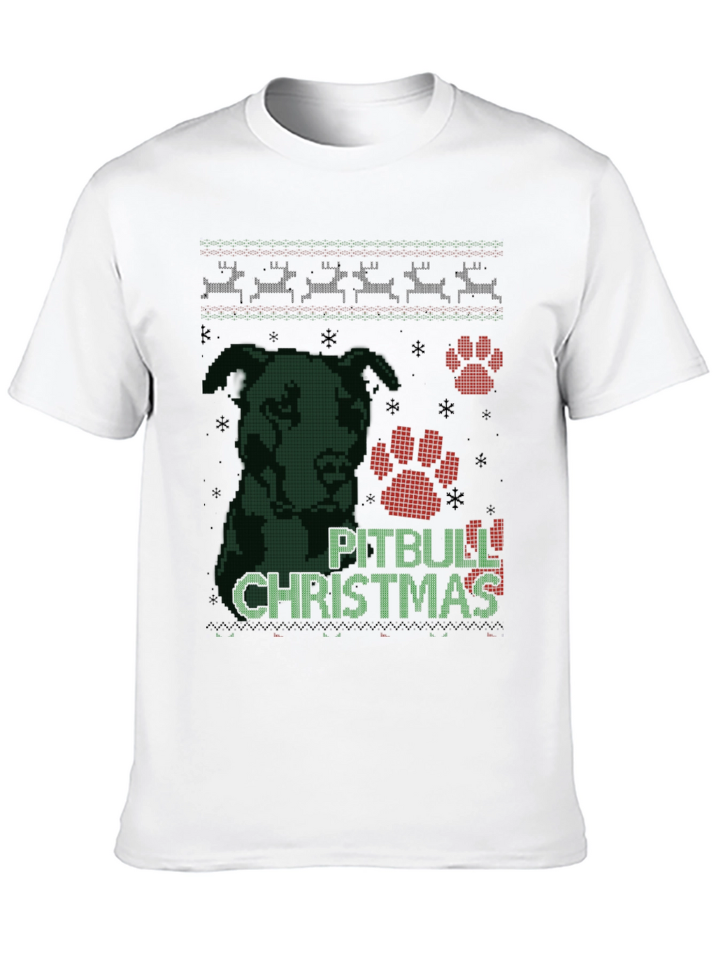 Pitbull Christmas Ugly Sweater Style T-Shirt