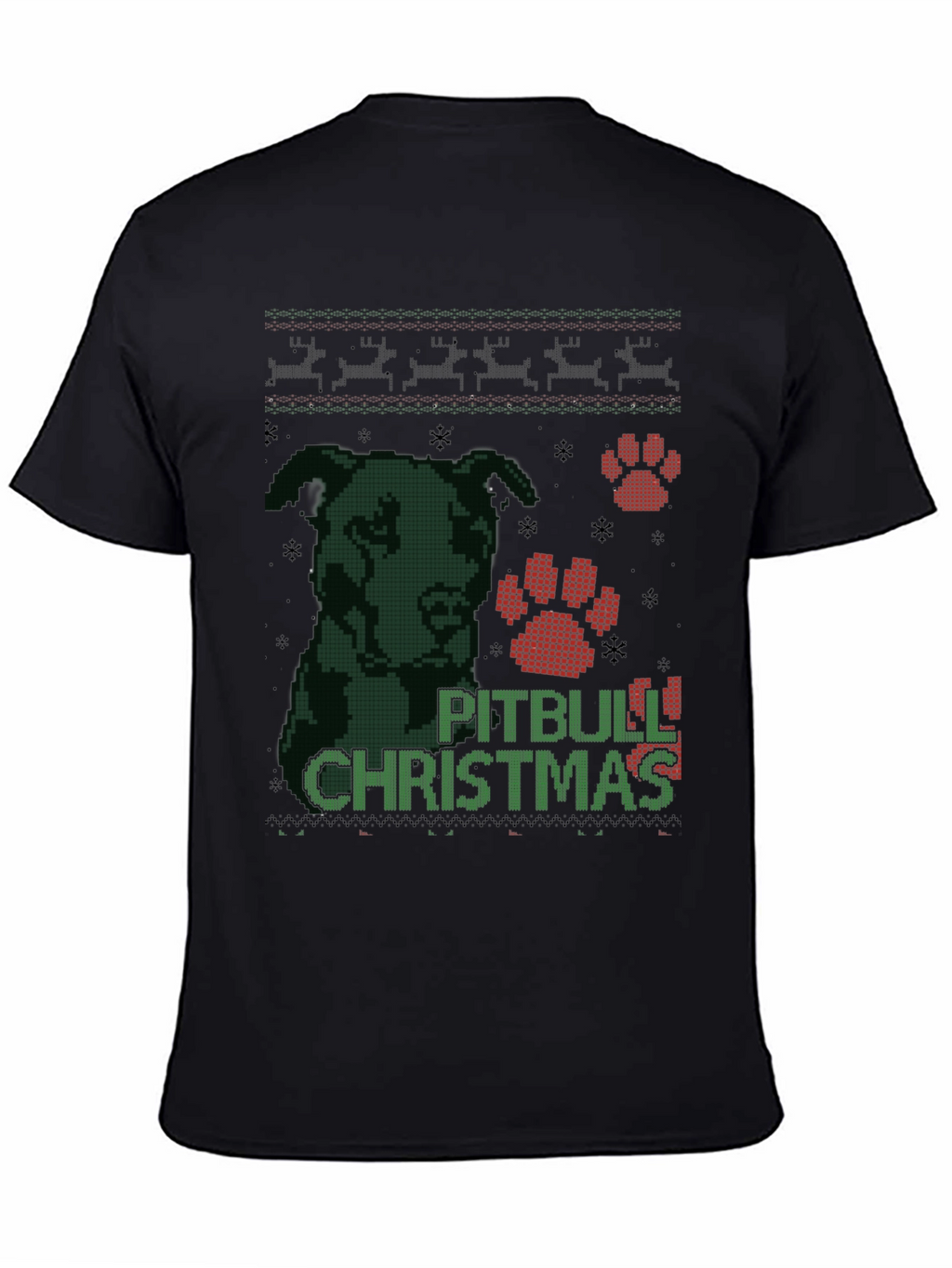 Pitbull Christmas Ugly Sweater Style T-Shirt