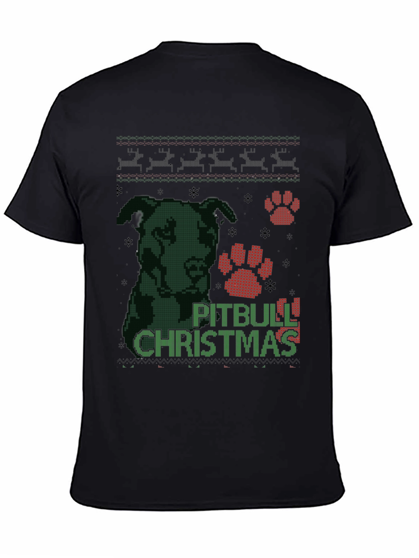 Pitbull Christmas Ugly Sweater Style T-Shirt