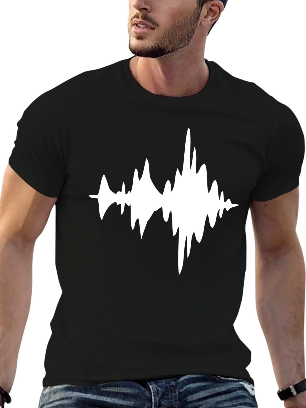 Sound Wave Graphic Black T-Shirt